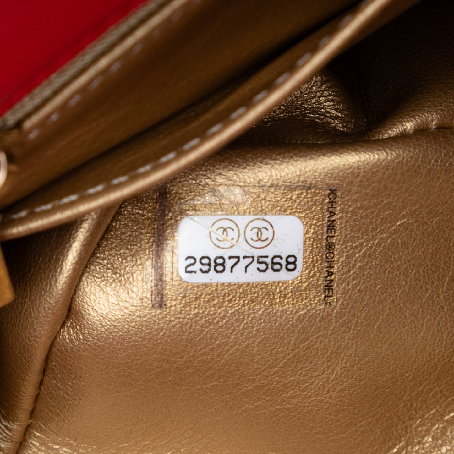 Red Chanel Mini Square Classic Lambskin Pearl Crush Single Flap Crossbody Bag