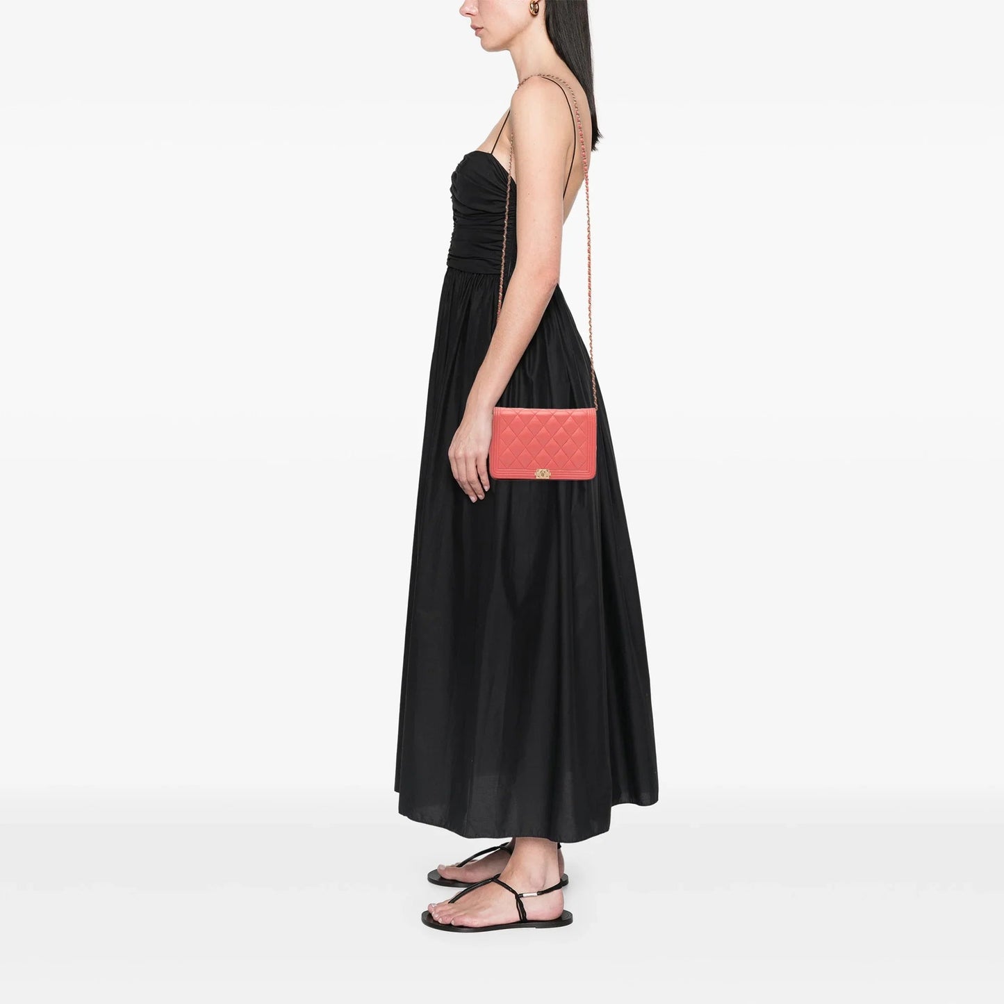 Pink Chanel Lambskin Boy Wallet On Chain Crossbody Bag