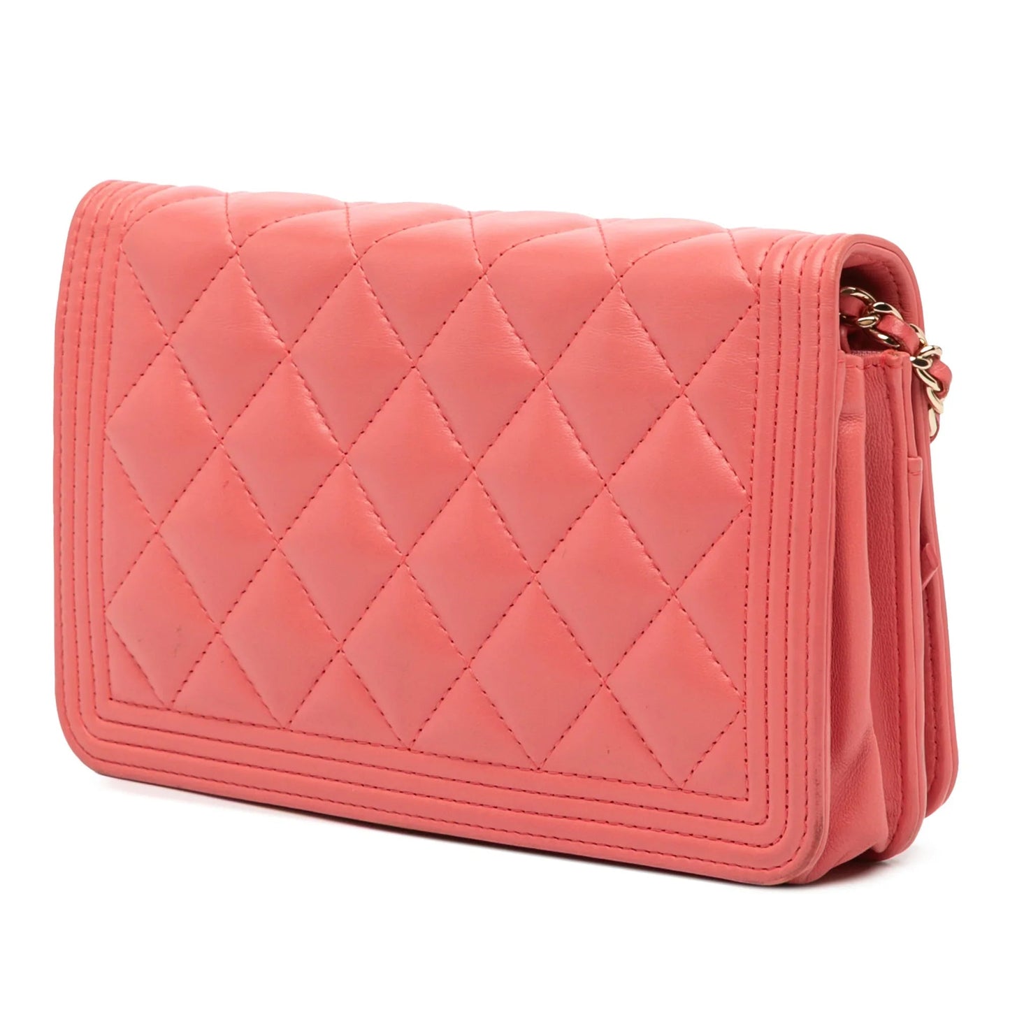 Pink Chanel Lambskin Boy Wallet On Chain Crossbody Bag