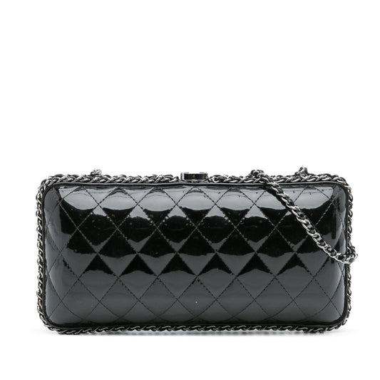 Black Chanel Quilted Patent Chain Around Clutch Crossbody Bag