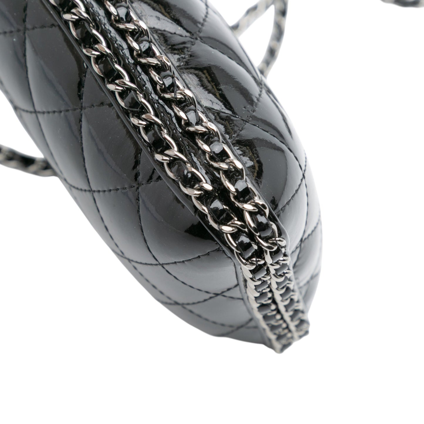 Black Chanel Quilted Patent Chain Around Clutch Crossbody Bag
