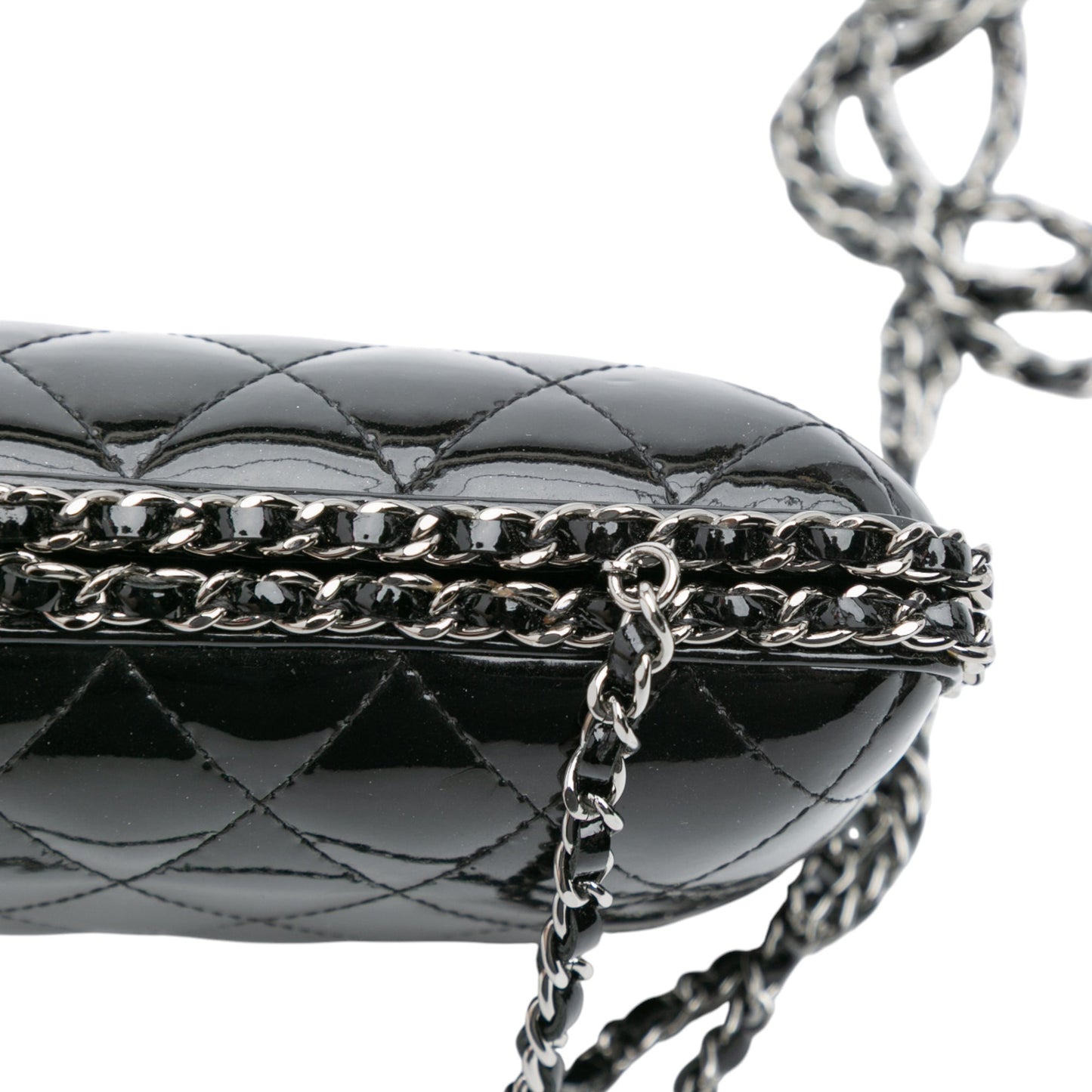 Black Chanel Quilted Patent Chain Around Clutch Crossbody Bag