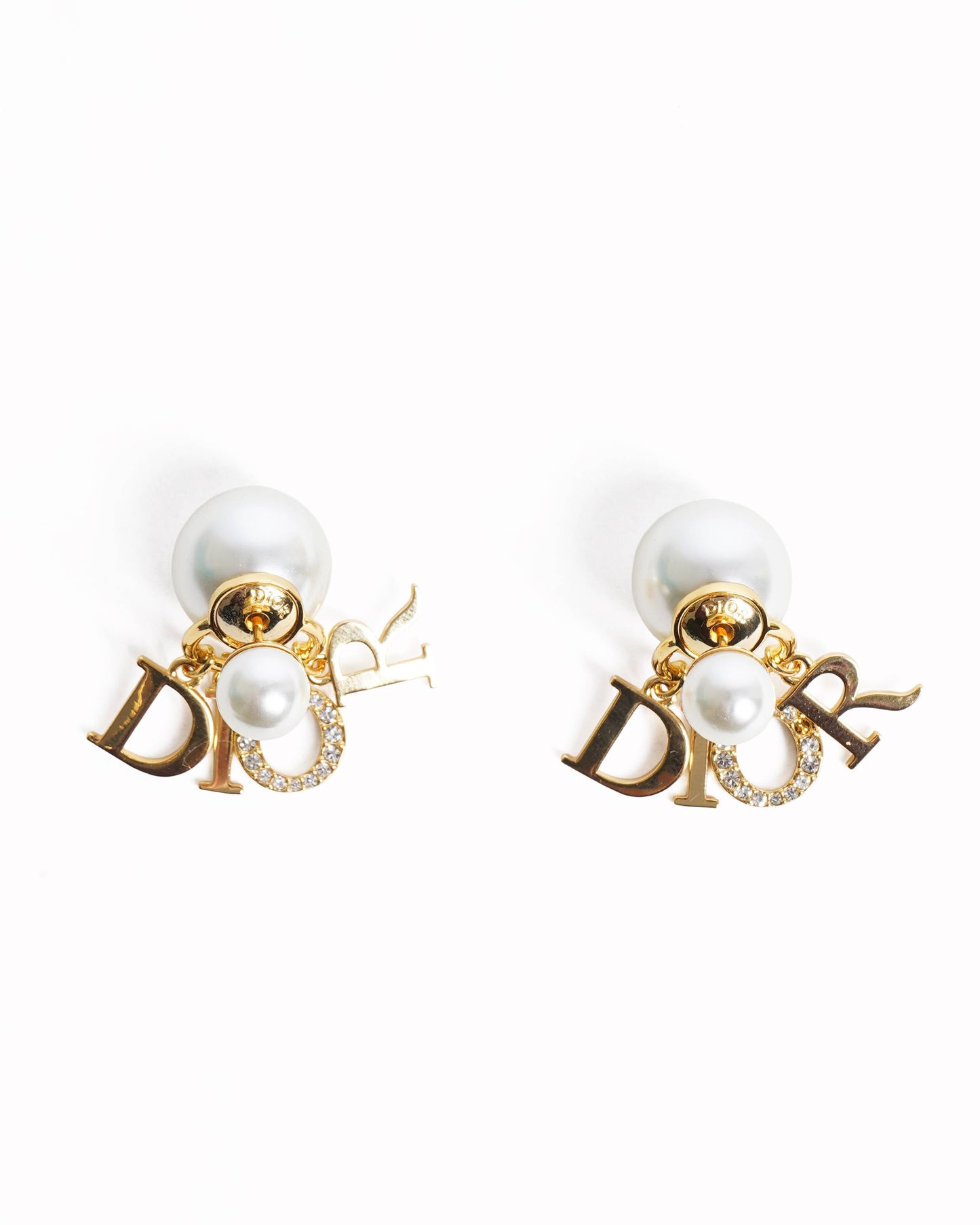 New Christian Dior Resin Pearls Crystals Tribales Earrings