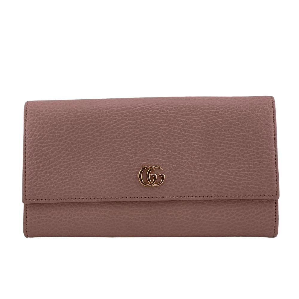 GUCCI Long Wallet Purse leather Pink type Petit Marmont leather Women