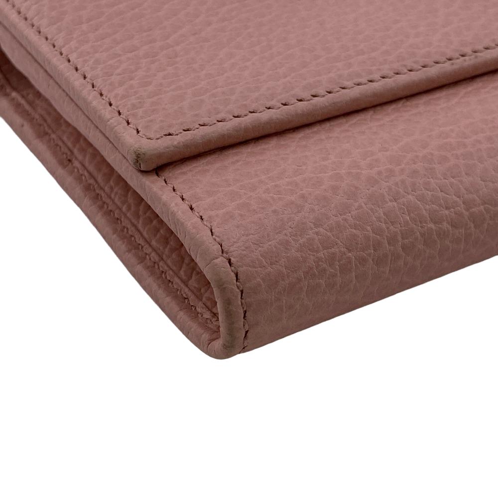 GUCCI Long Wallet Purse leather Pink type Petit Marmont leather Women