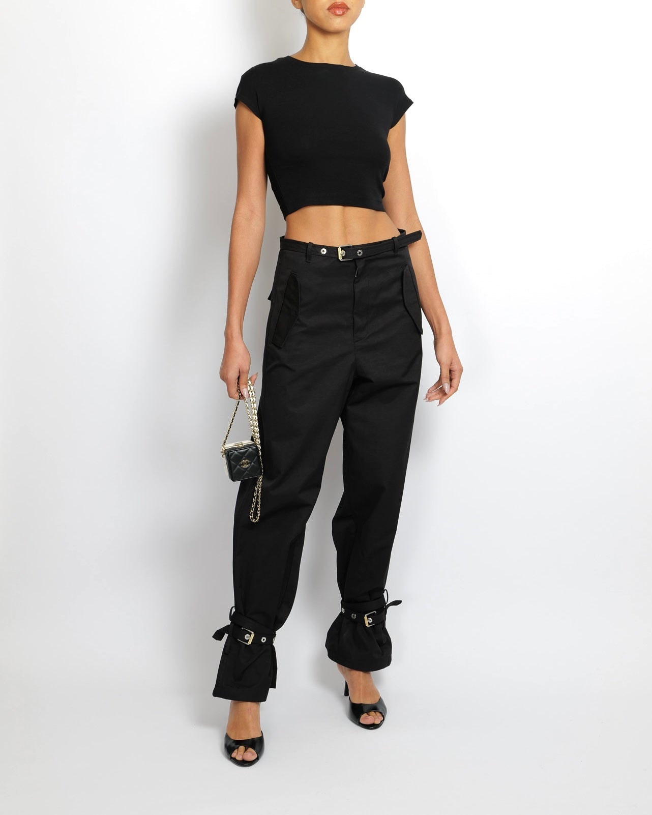 Dion Lee Black Cargo Tro rs with Buckle Details Size S (UK 8) RRP £490