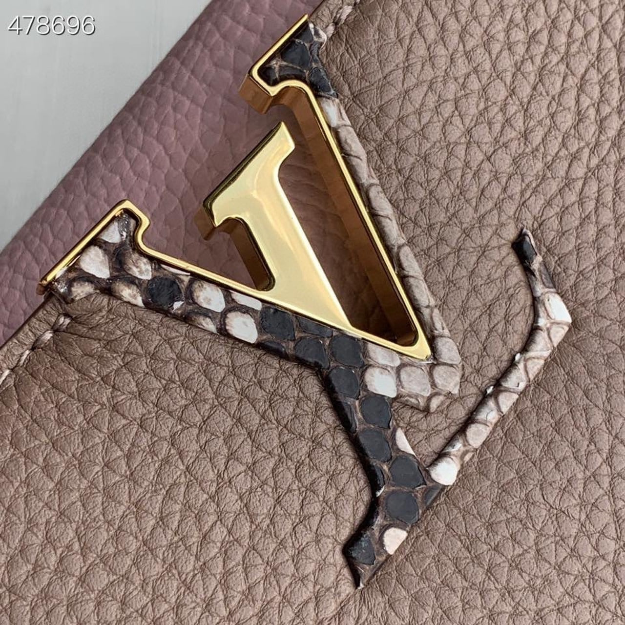 Top Quality Capucines BB Taurillon And Python Taupe Brown/Eau De Rose Pink For Women,  Shoulder And Crossbody Bags 10.4in/27cm Top Quality M57539
