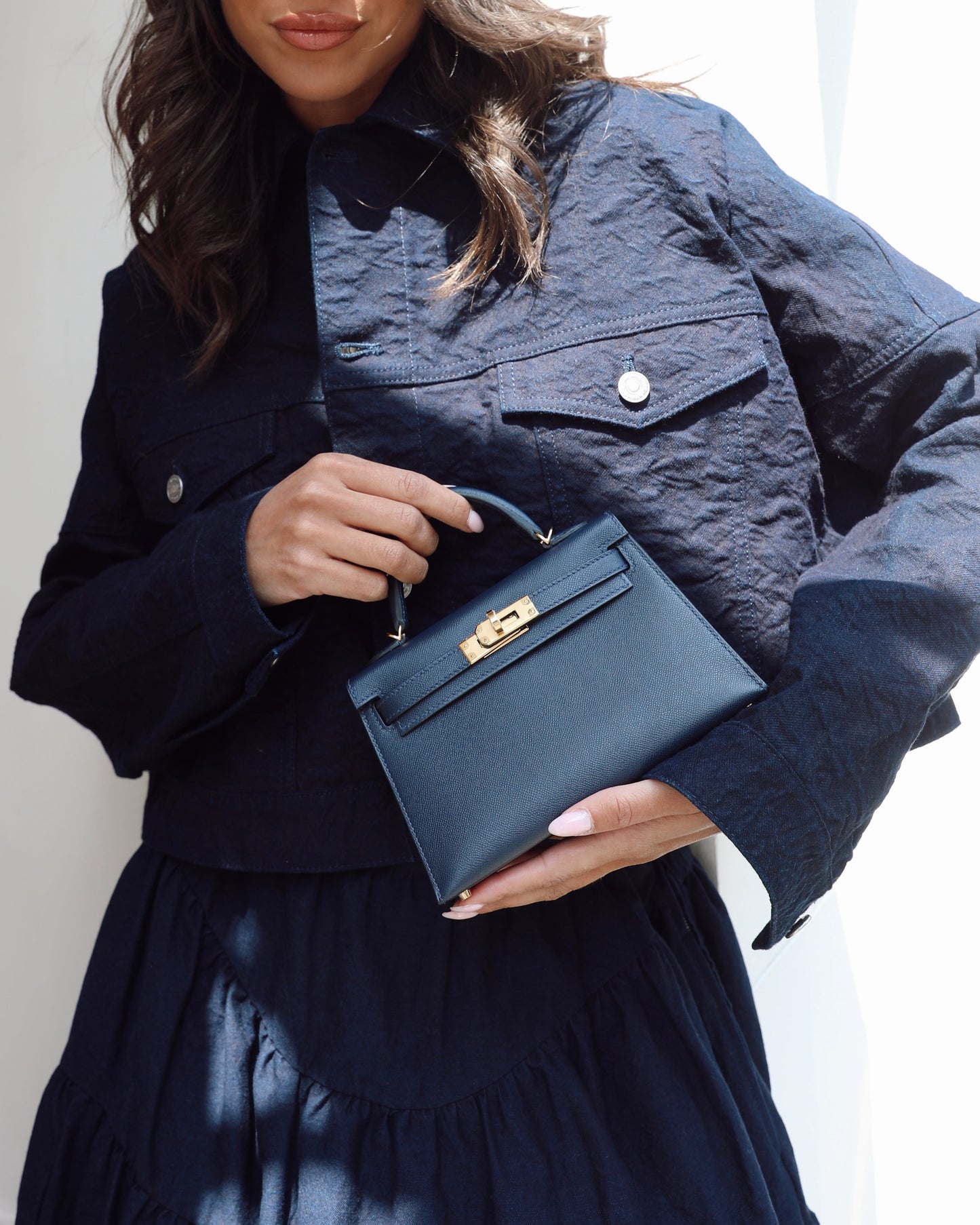 *RARE* Herm�s Mini Kelly II 20 Bag in Bleu Nuit Madame Leather with Gold Hardware