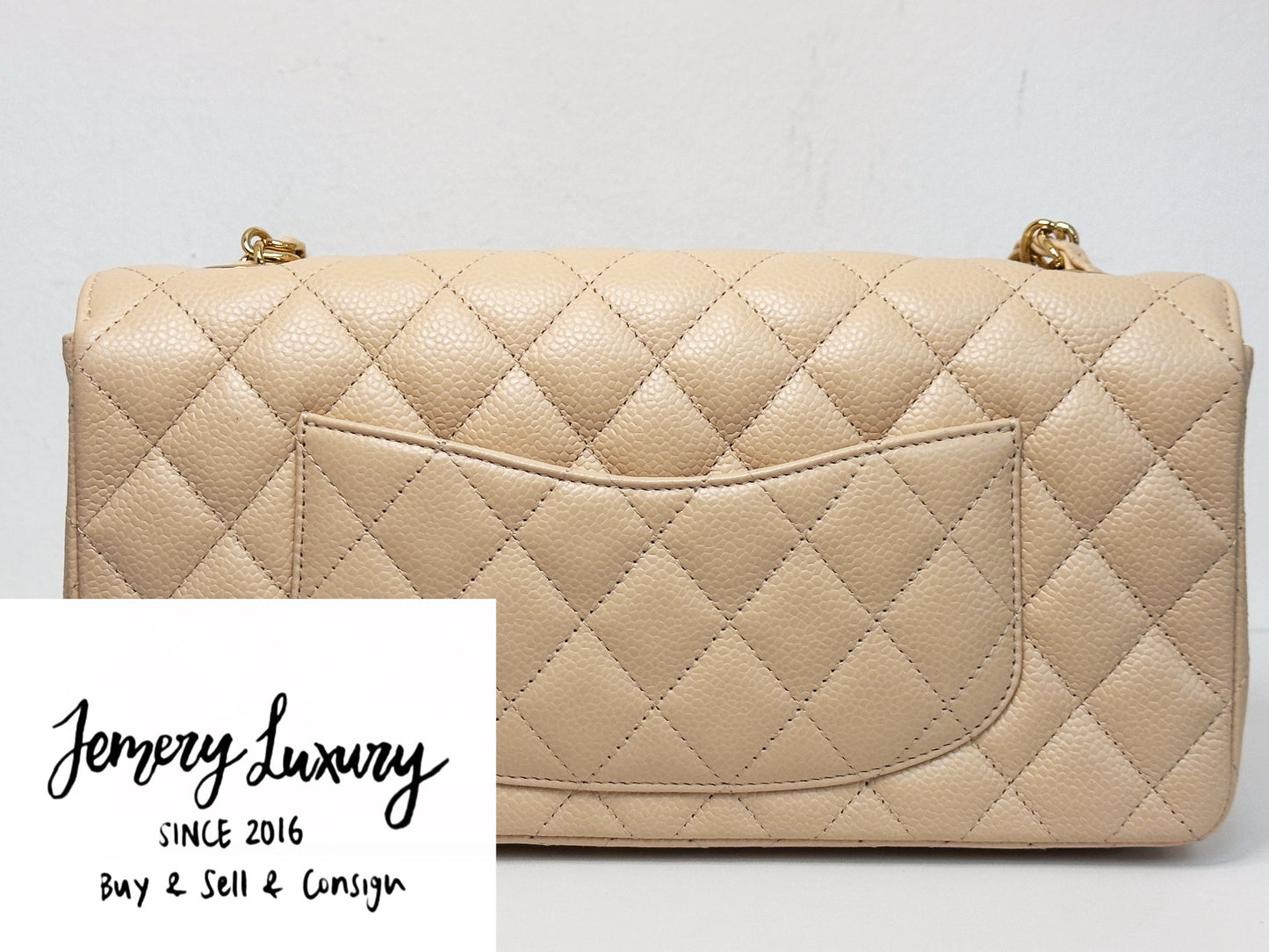 Chanel Classic   Clutch East-west in Beige Color GHW 1385 holo card