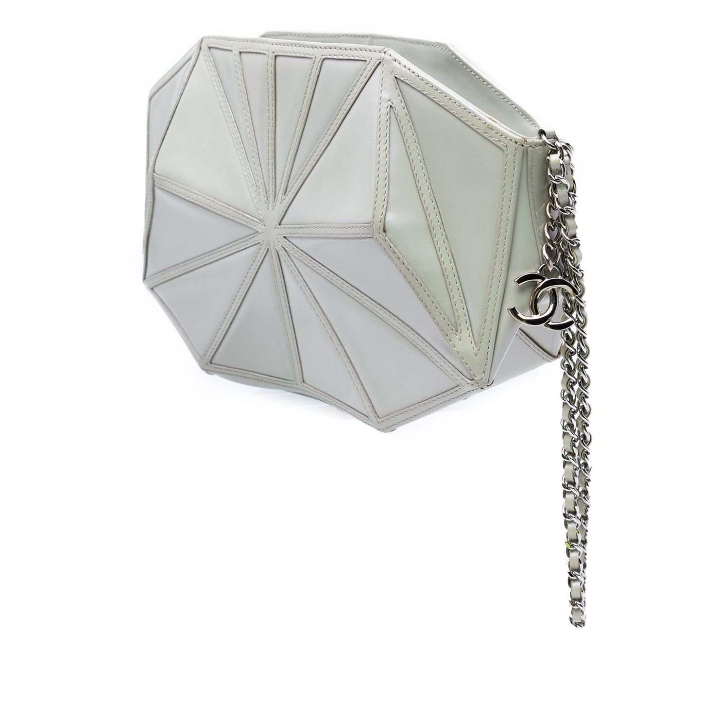 White Chanel Pearlescent Lambskin Midnight Swim Wristlet Clutch
