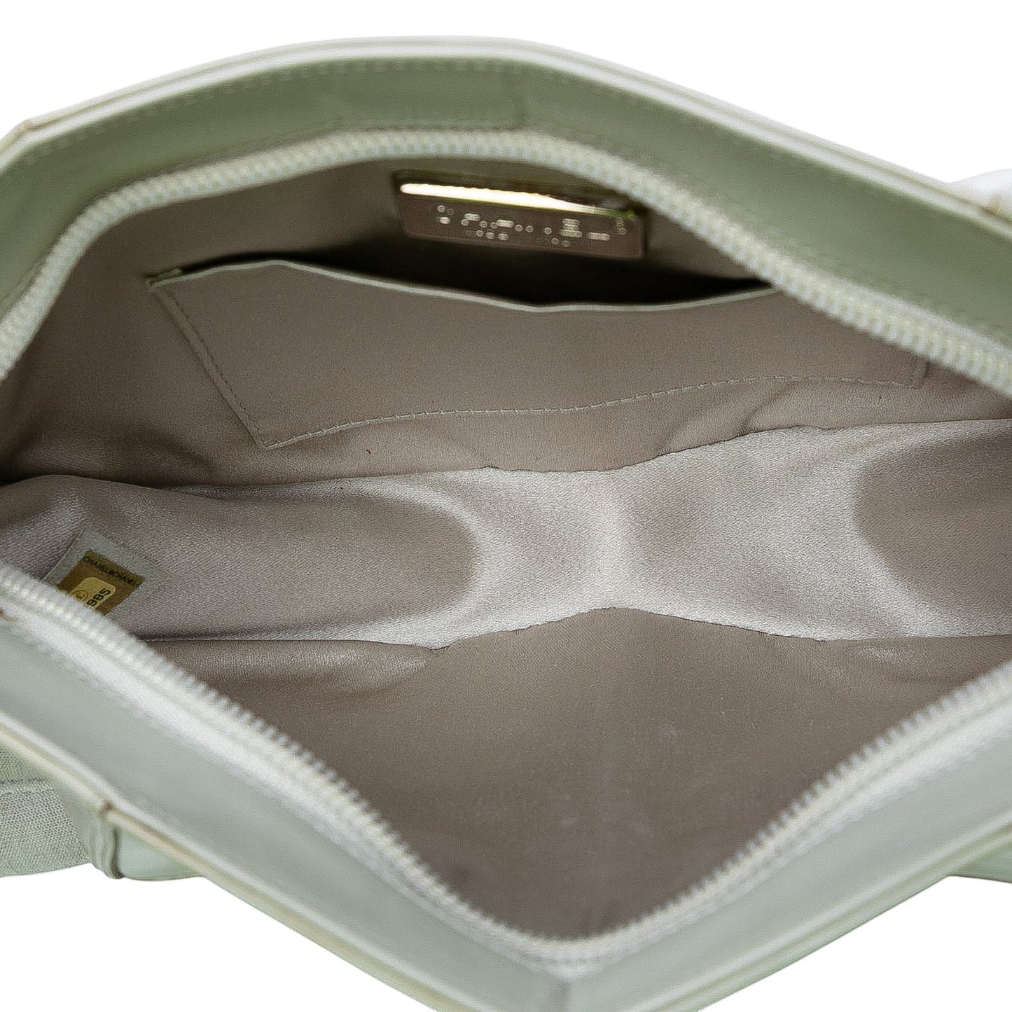 White Chanel Pearlescent Lambskin Midnight Swim Wristlet Clutch