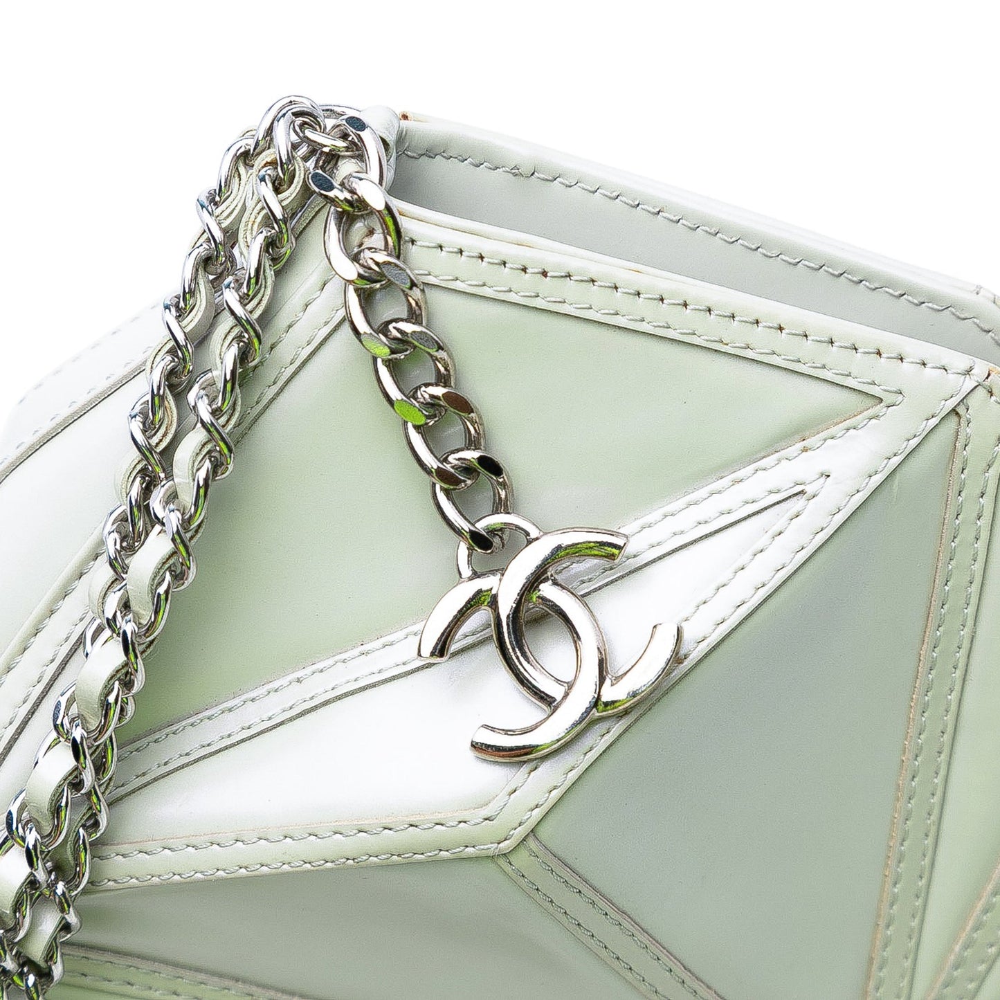 White Chanel Pearlescent Lambskin Midnight Swim Wristlet Clutch