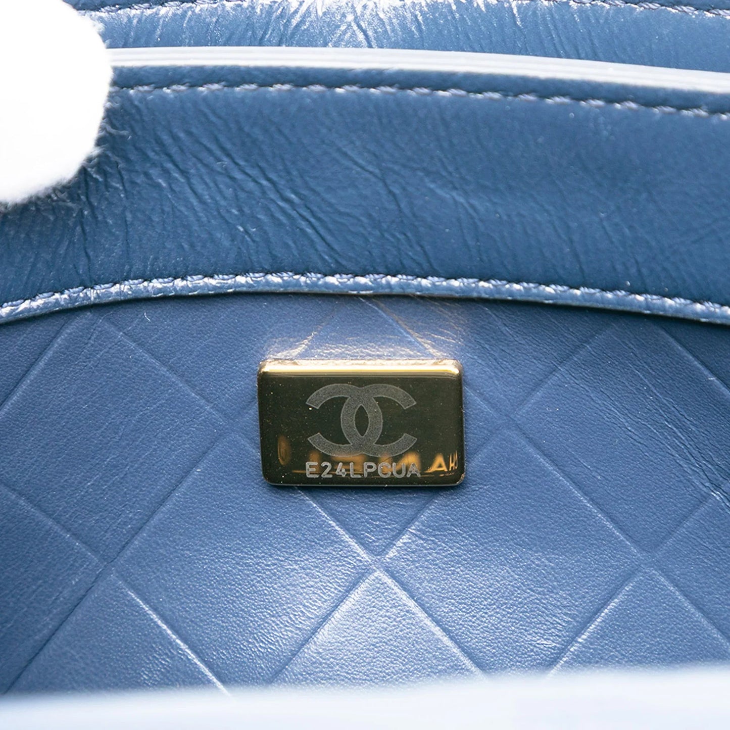 Blue Chanel Mini CC Quilted Shiny Calfskin Round Moon Messenger Flap Satchel