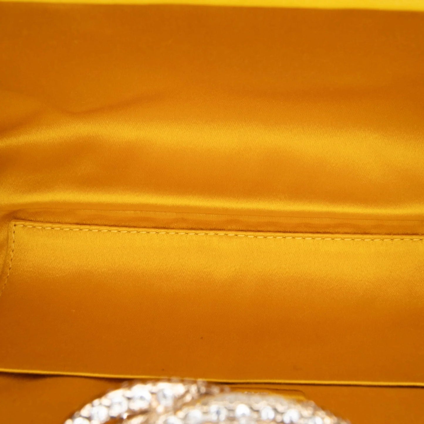 Yellow Chanel Satin Crystal Camellia Evening Frame Clutch