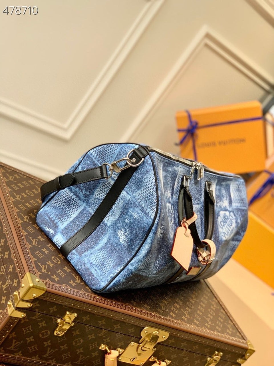 Top Quality Keepall Bandouliere 50 Damier Salt Canvas Ocean Blue For Men, Bags, Travel Bags 19.7in/50cm Top Quality N50059
