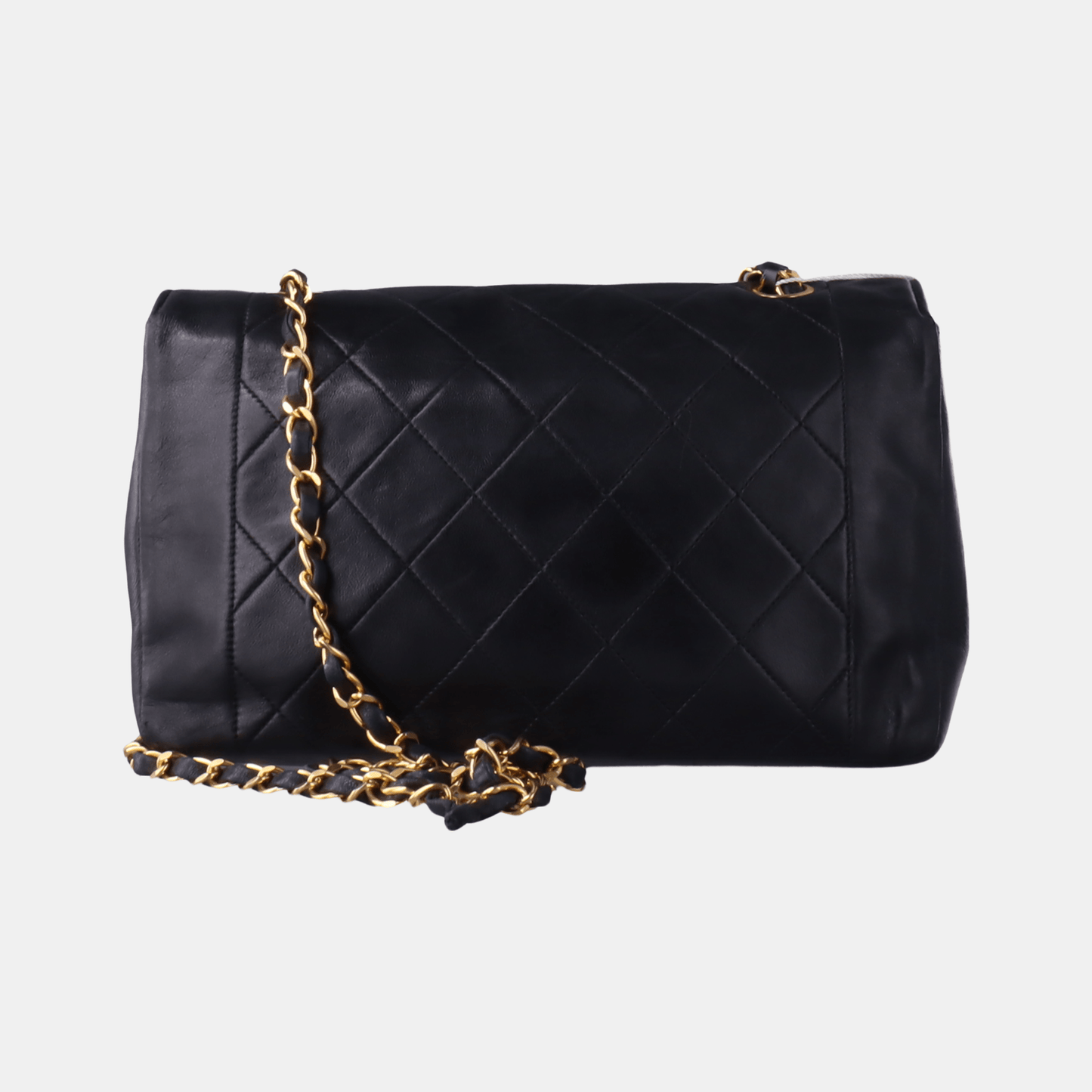 Chanel Diana CC Flap Bag Medium   Black Lambskin Leather with 24k Gold HW, 1989-1991