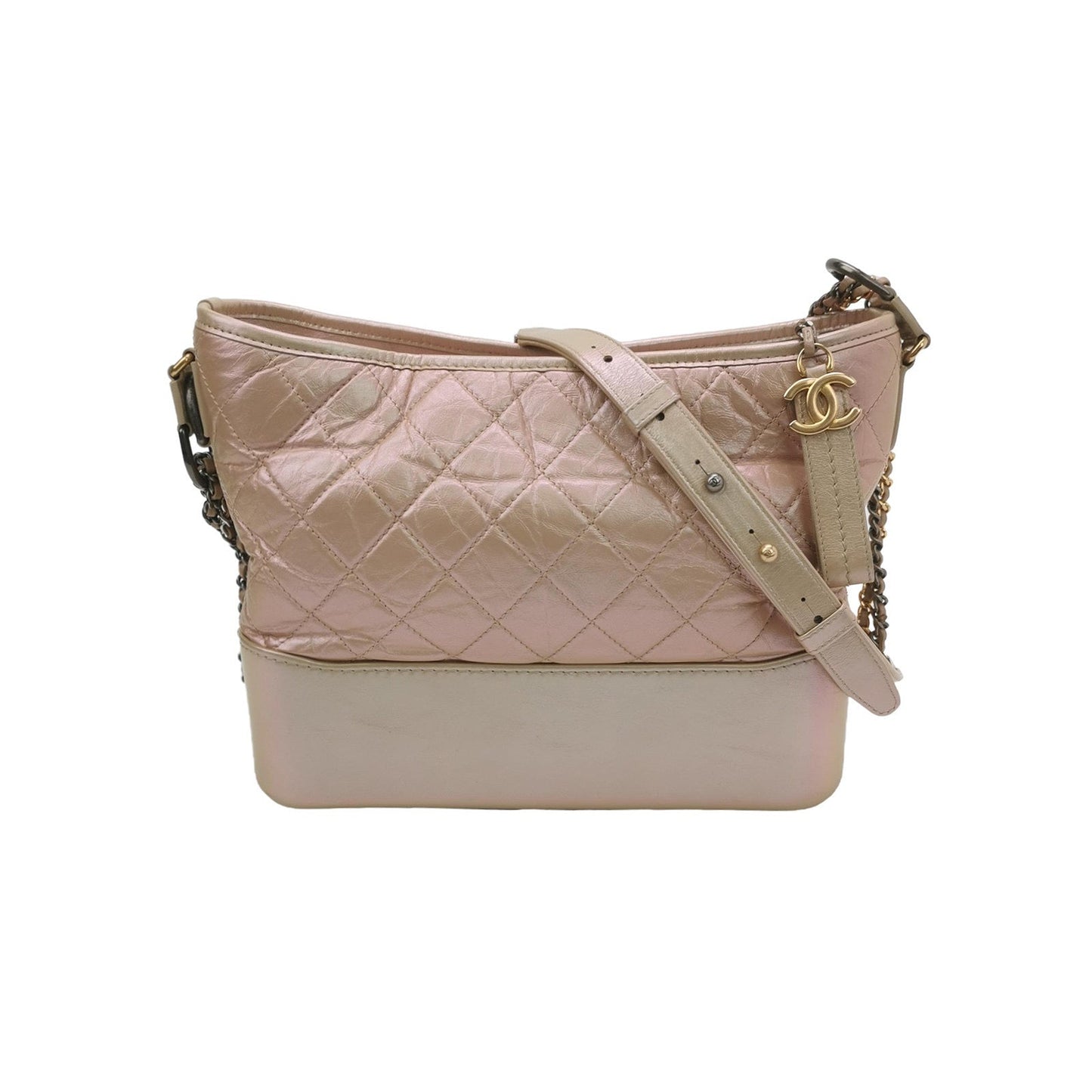 Chanel Gabrielle Hobo 2019 Iridescent Pink Leather Medium Crossbody Bag