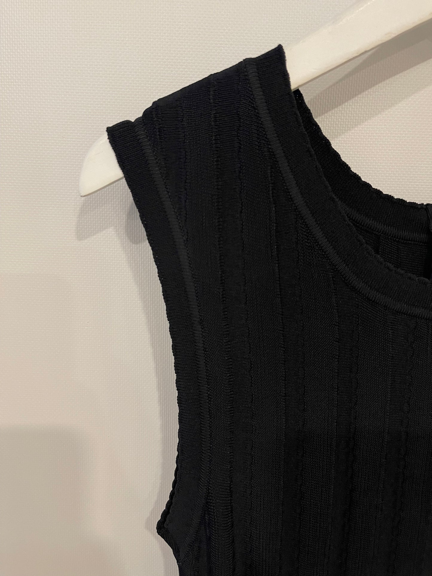Ala•a Black Striped Sleeveless Mini Dress with Ruffle Detail Size FR 36 (UK 8)