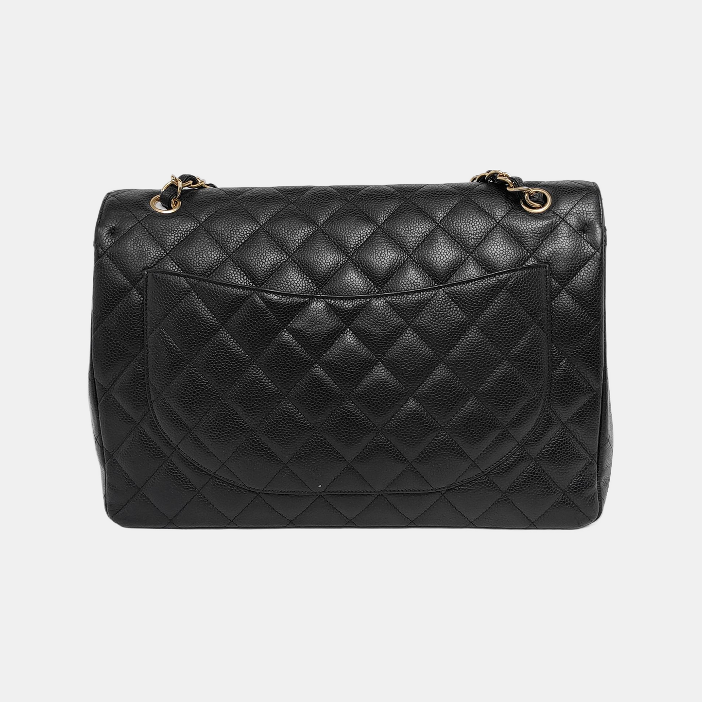 Chanel Classic Flap Maxi Black Caviar Leather Single Flap with Gold Hardware
