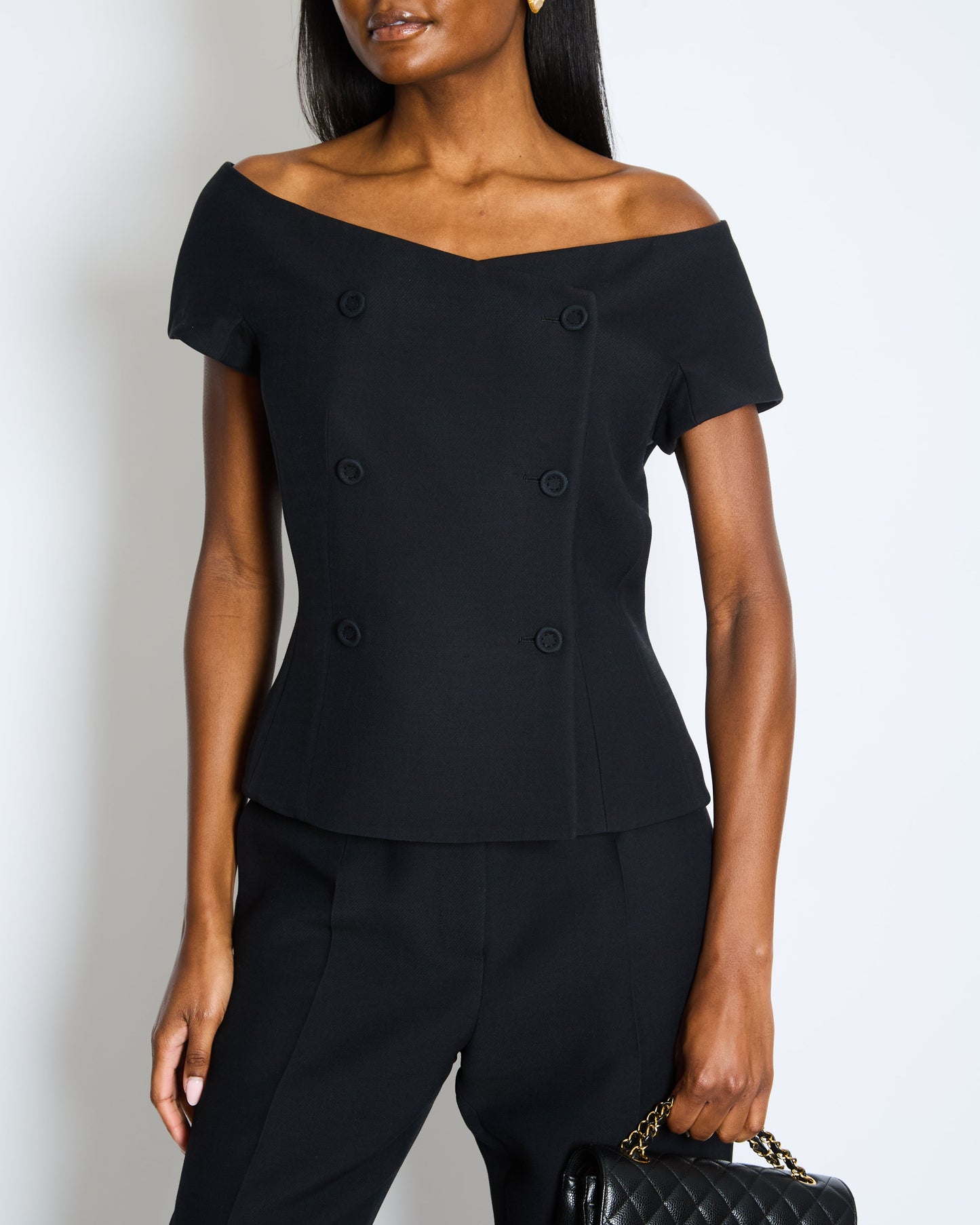 Christian Dior Off Shoulder Barr Jacket with Wide Leg Tro r Set Size UK 14 RRP Jacket £3200 Tro r RRP £1700