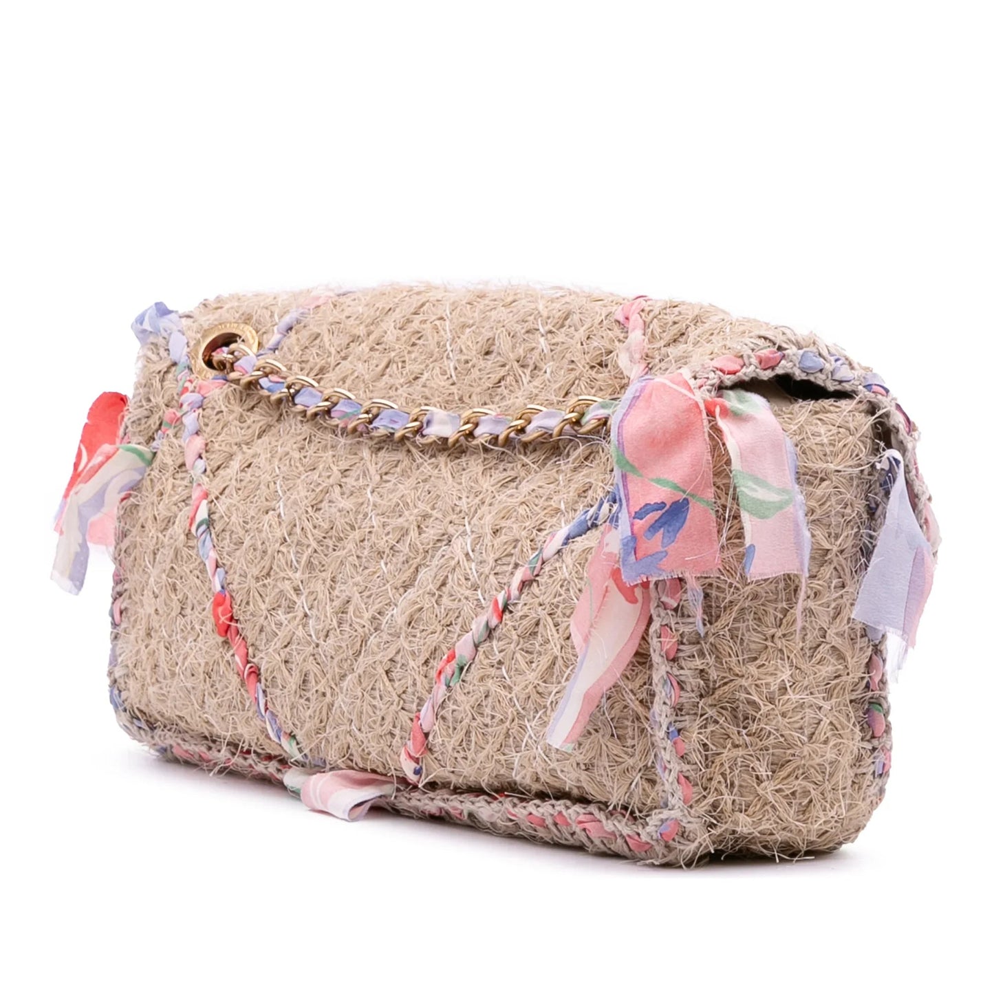 Brown Chanel CC Straw Country Flap Shoulder Bag