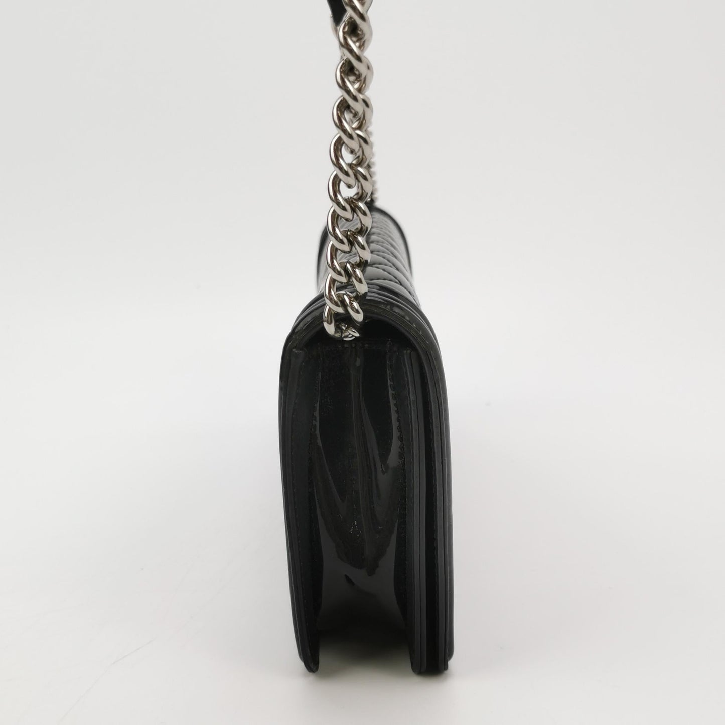 Chanel East West Boy Convertible Chain Shoulder and Clutch Bag Black Patent Leather, 2014-2015