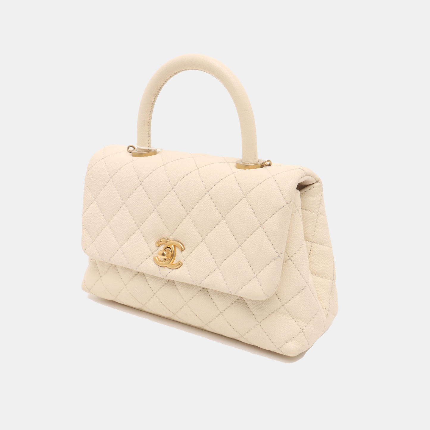 Chanel Coco Handle Small Beige Caviar Leather Gold Hardware, 2017