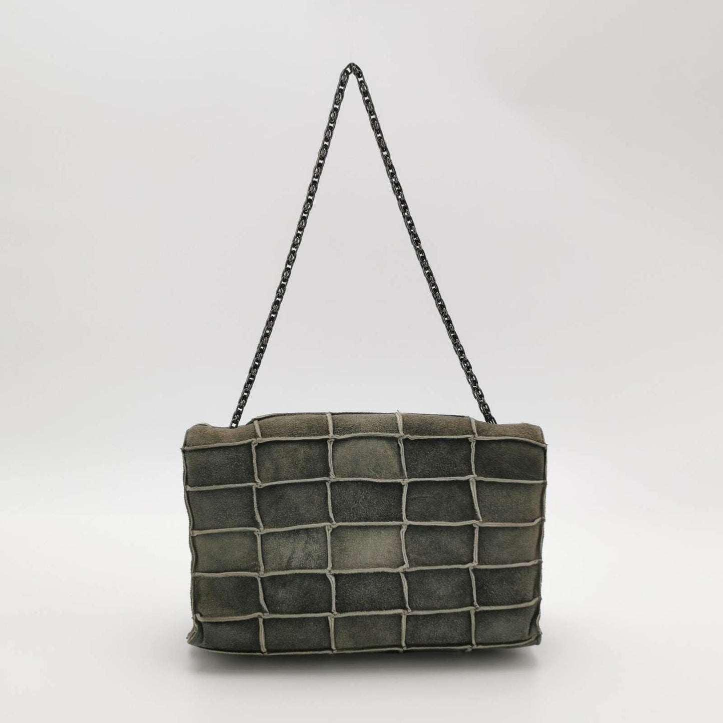 Chanel 2.55 Flap Bag   Chocolate Bar 1997 Medium Suede Green