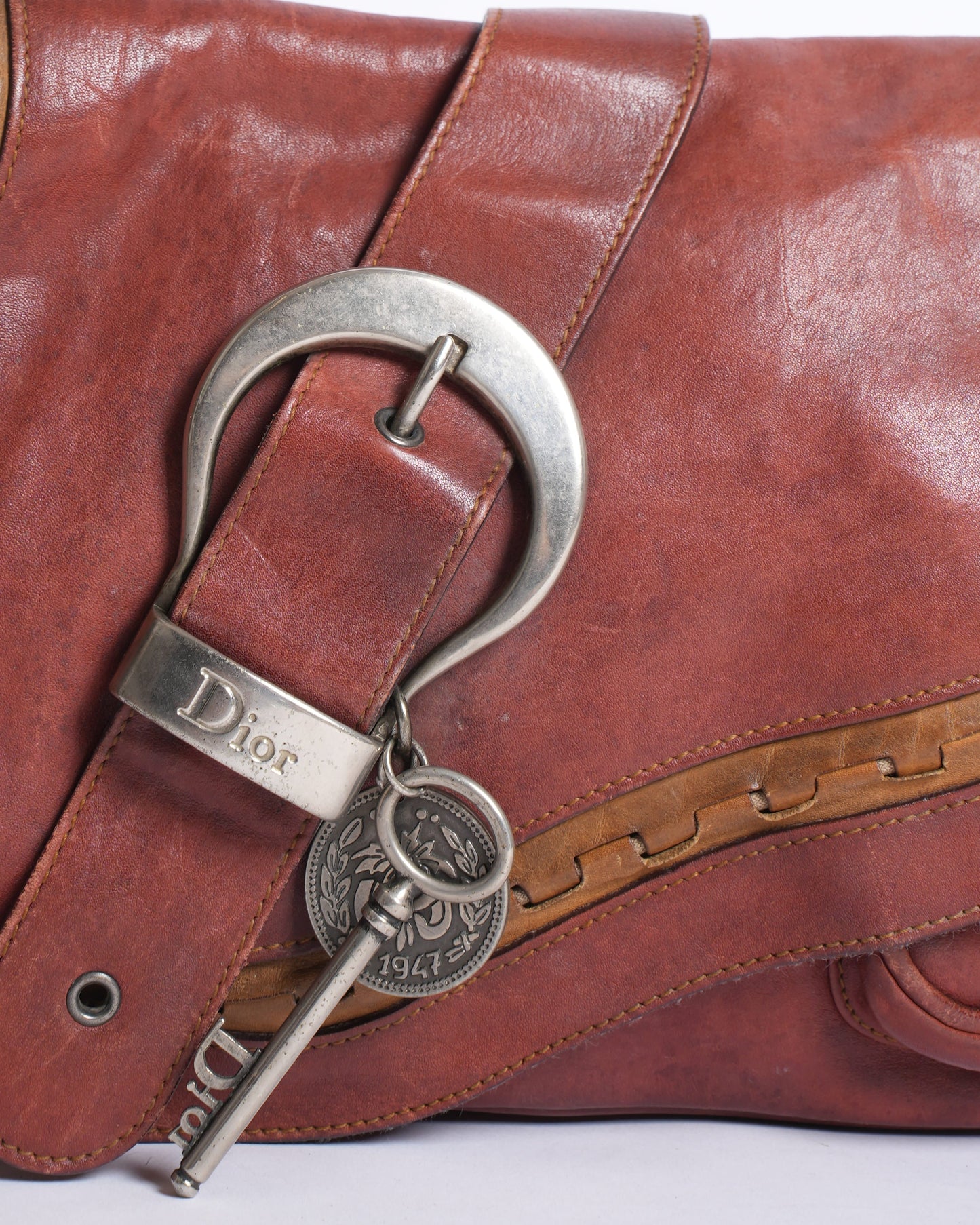 Rare Christian Dior Gaucho Saddle Bag In Rustic Red