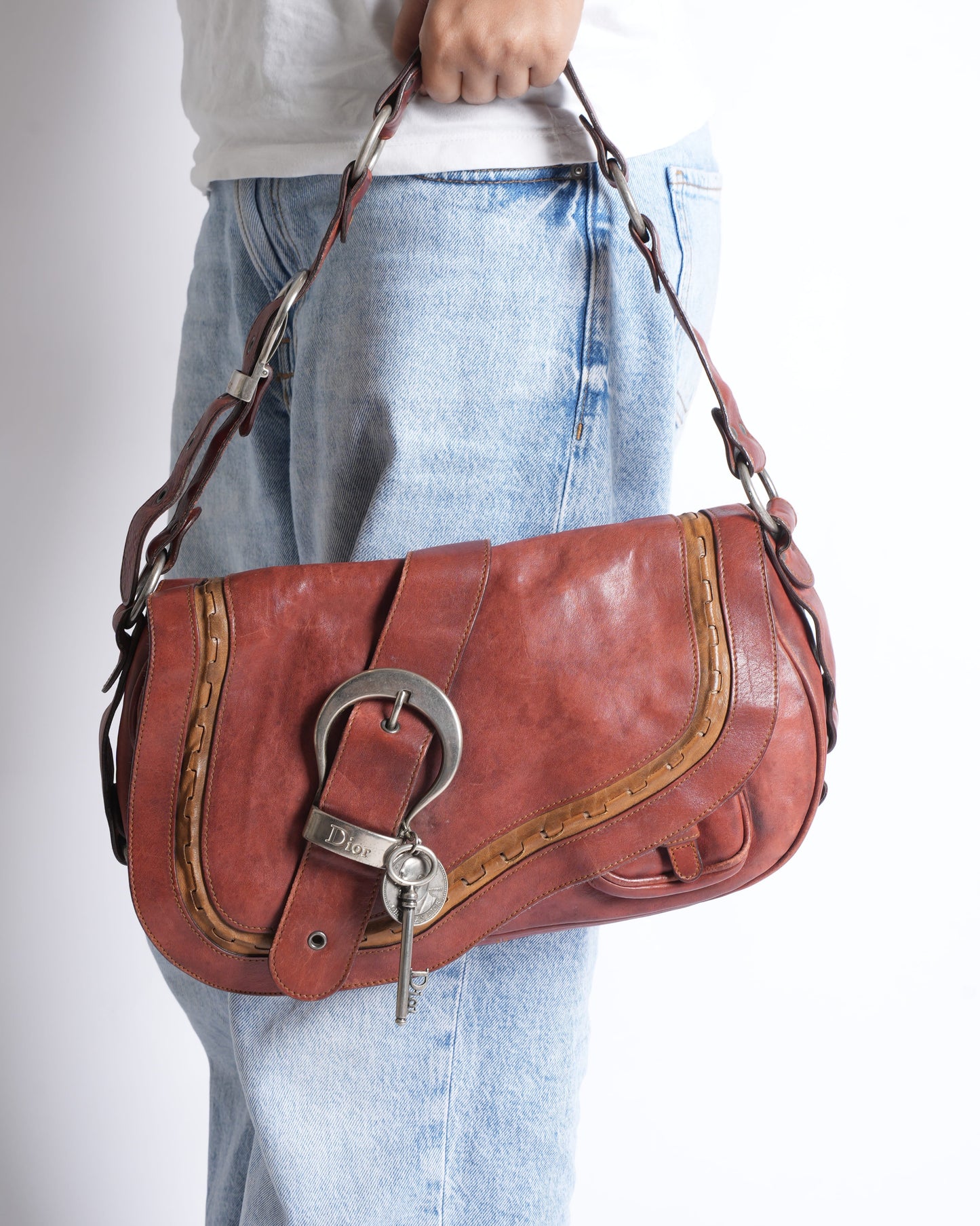 Rare Christian Dior Gaucho Saddle Bag In Rustic Red