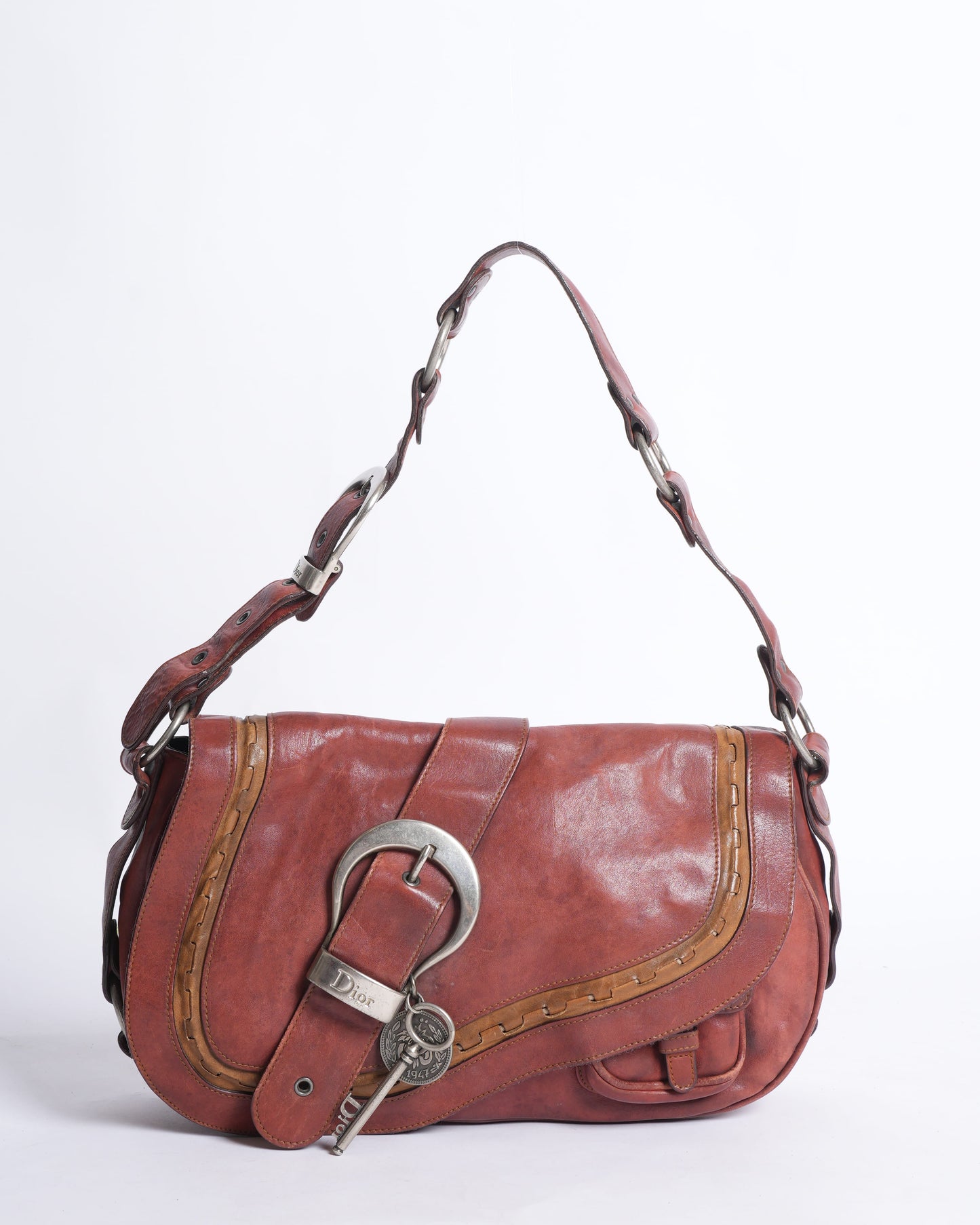 Rare Christian Dior Gaucho Saddle Bag In Rustic Red