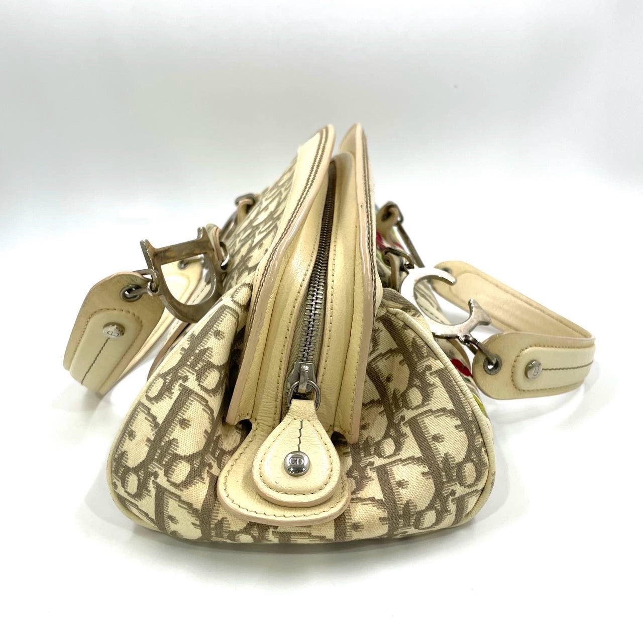 Dior   Embroidered Diorissimo Bowler Bag Top White Monogram