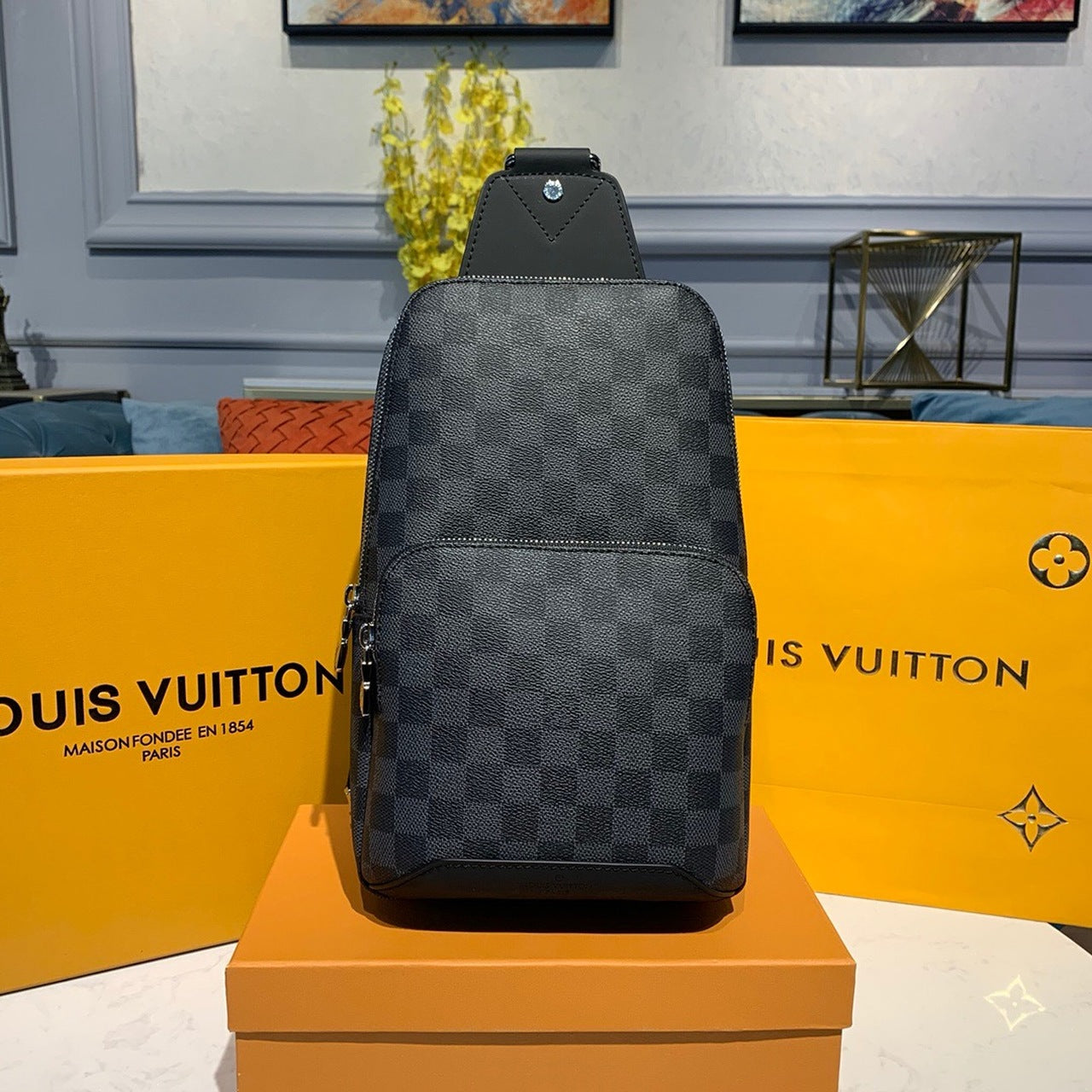 Top Quality Avenue Sling Bag Damier Graphite Canvas For Men, Bags, Shoulder And Crossbody Bags 12.2in/31cm Top Quality N41719