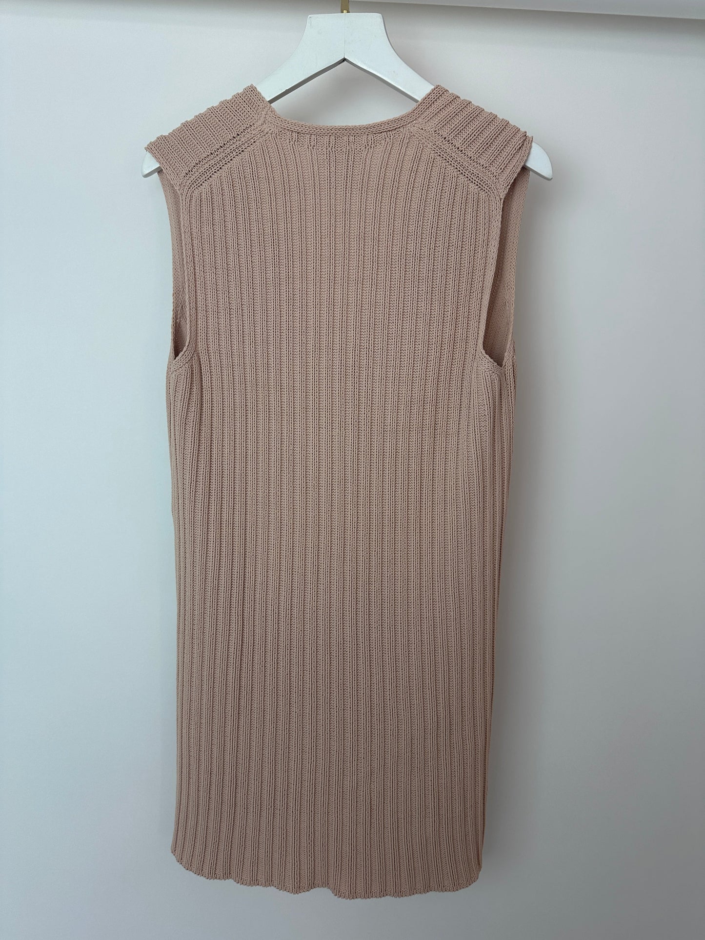 Chanel Baby Pink Knitted Sleeveless Vest with Gold CC Button Detail FR 38 (UK 10)