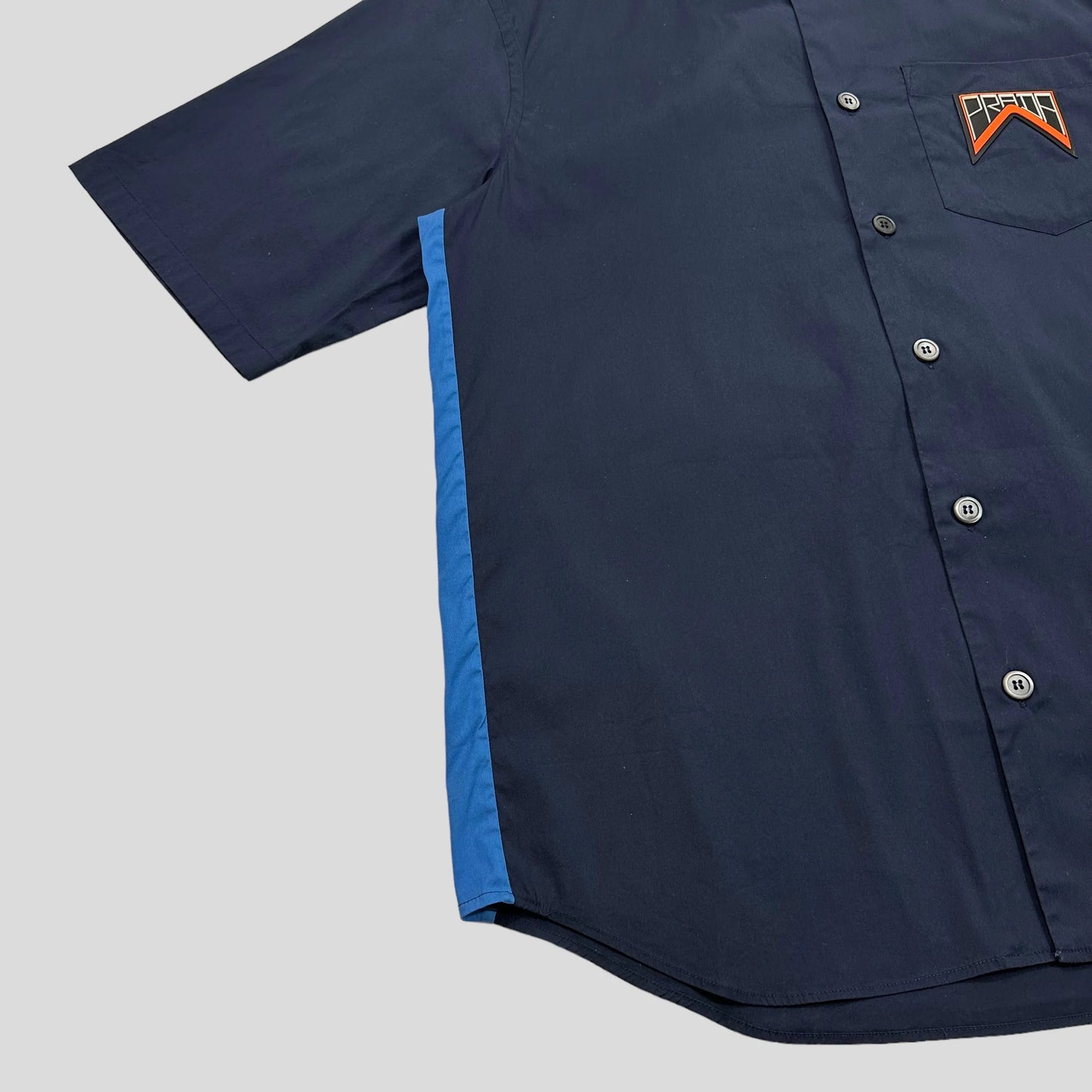 Prada Milano 2018 Rubber Logo Tech Stripe Shirt - L