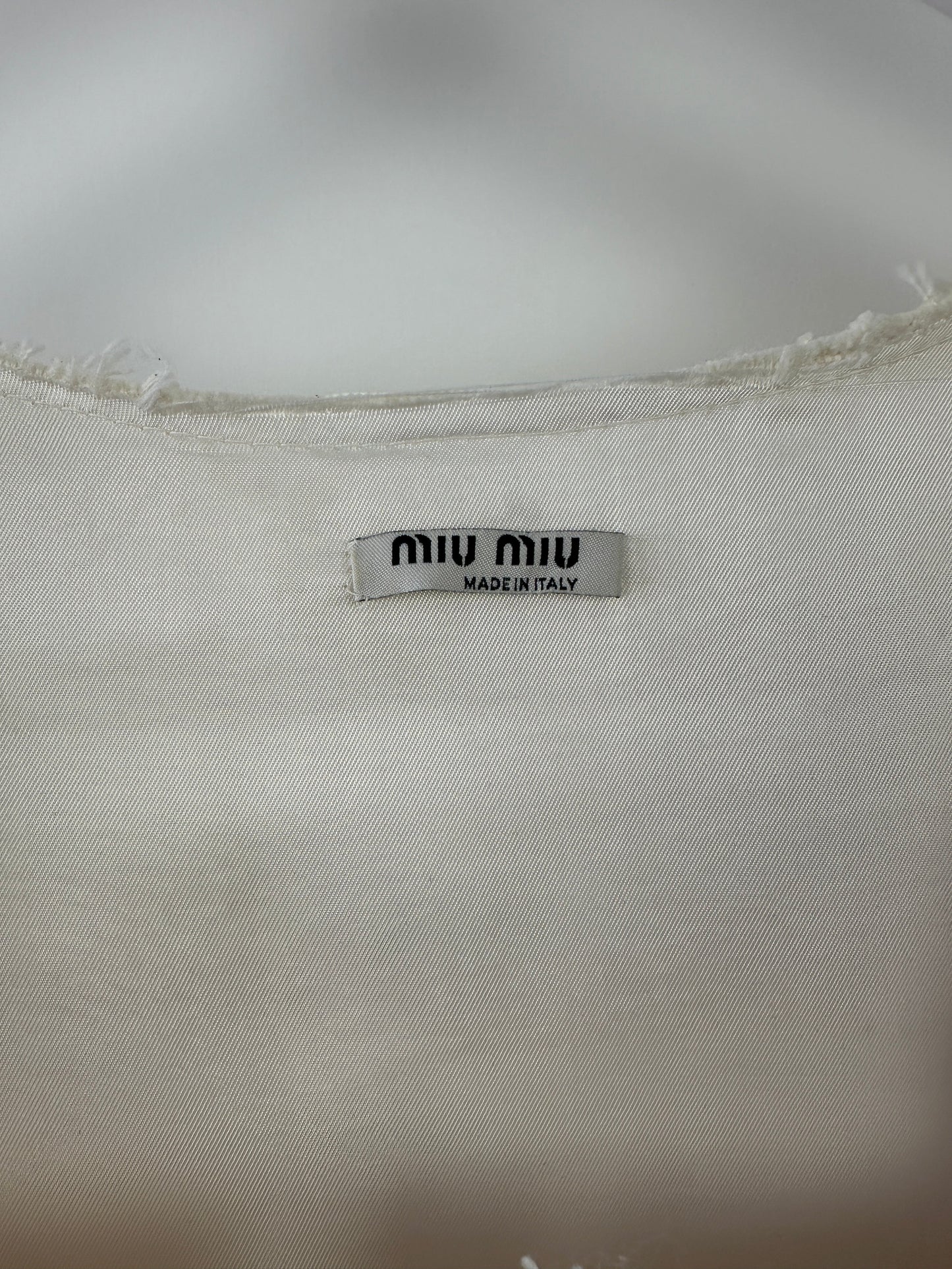 *HOT* Miu Miu Cream Cropped Frayed Cotton Peplum Top Size IT 36 (UK 4)