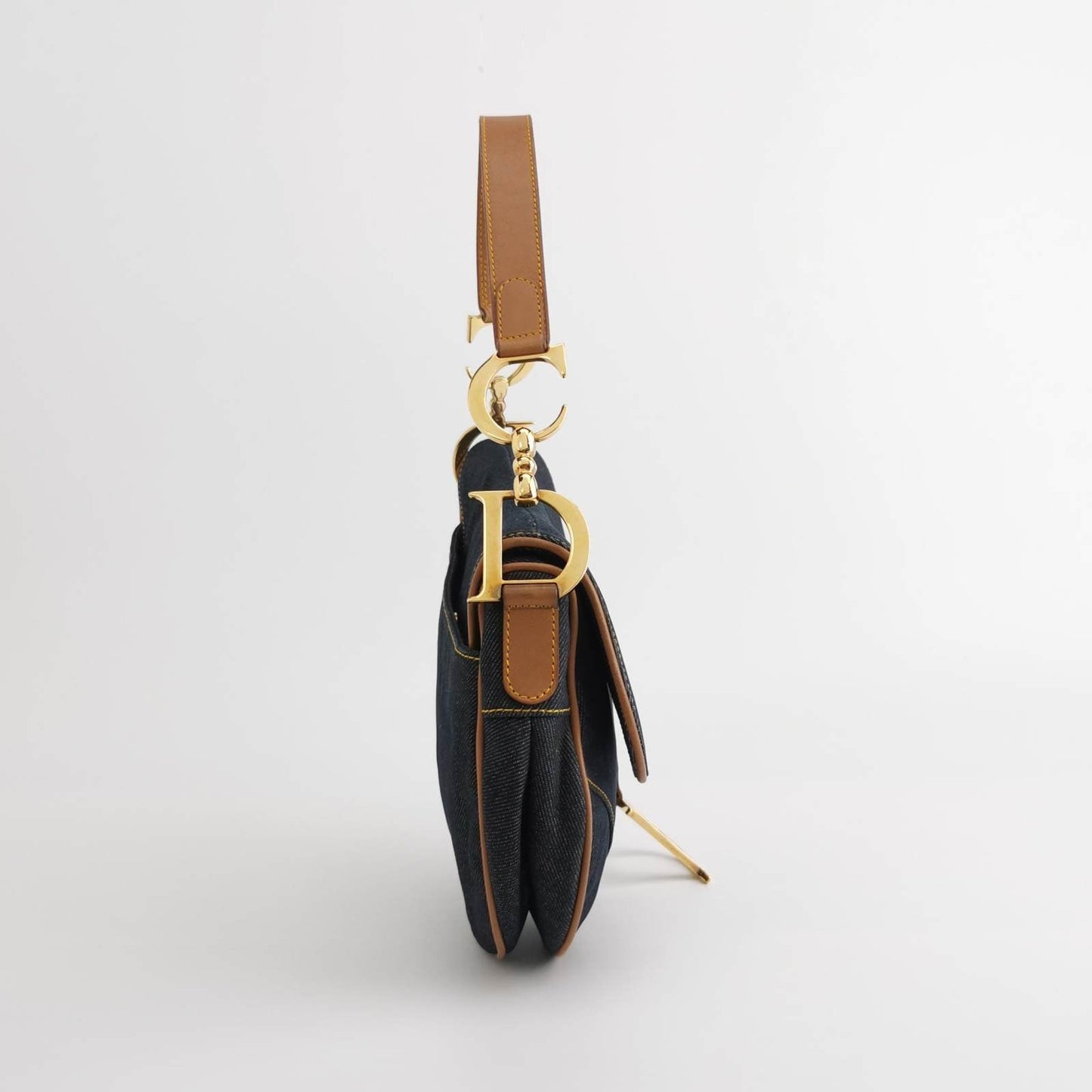 Dior Saddle 2001 Navy Denim with Beige Leather Trim Shoulder Bag