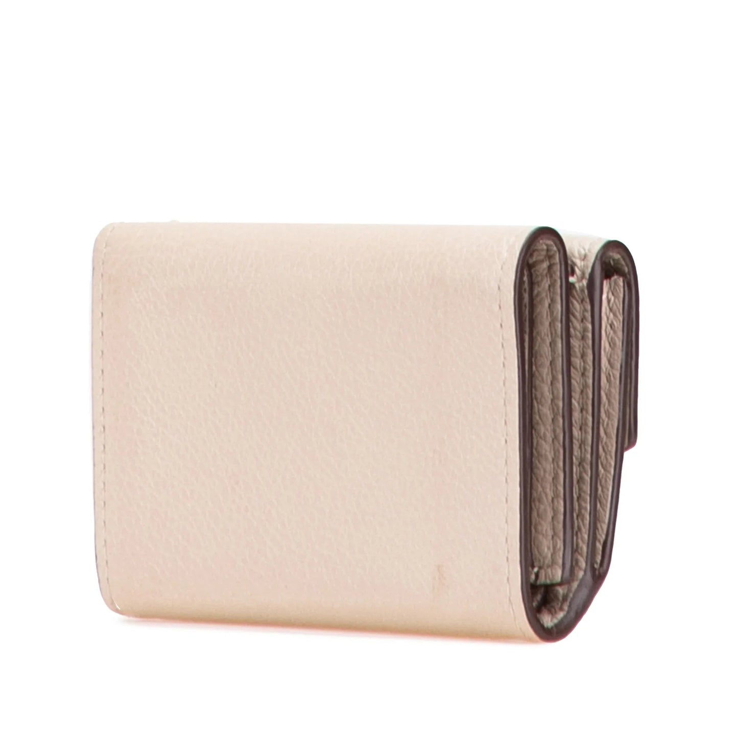 Cream Louis Vuitton Leather Lockmini Compact Wallet