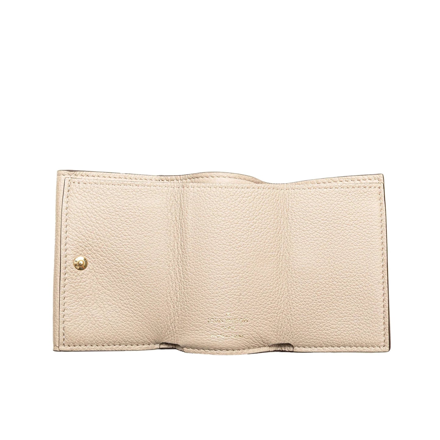 Cream Louis Vuitton Leather Lockmini Compact Wallet