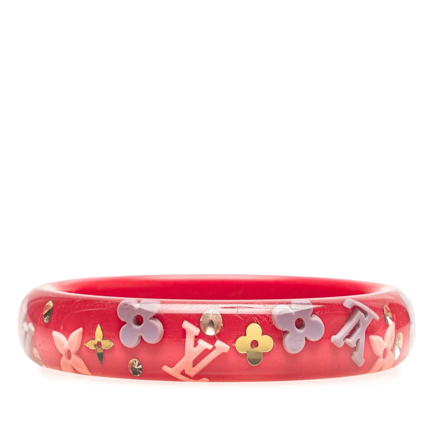 Pink Louis Vuitton Resin and Crystal Inclusion Bracelet GM