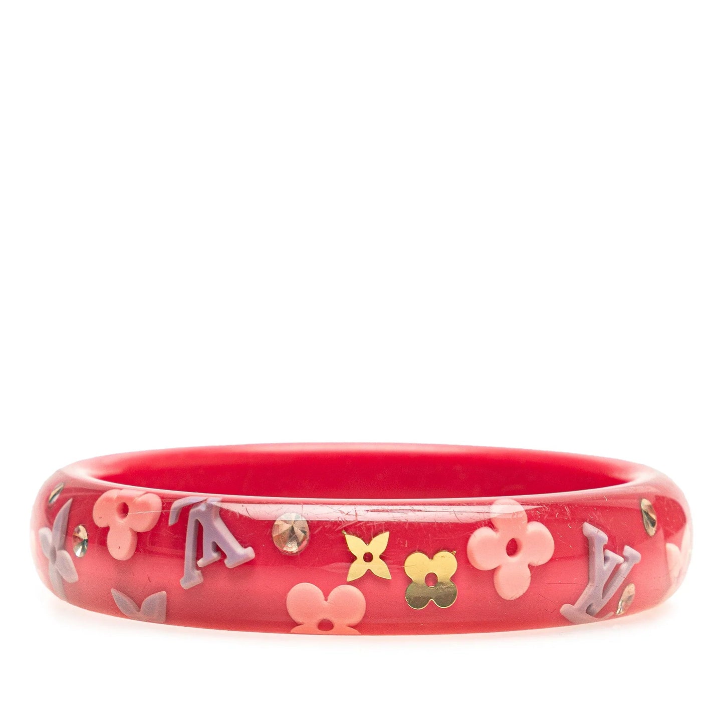 Pink Louis Vuitton Resin and Crystal Inclusion Bracelet GM