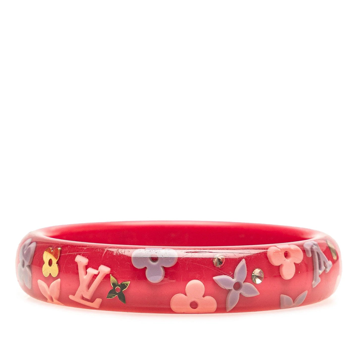 Pink Louis Vuitton Resin and Crystal Inclusion Bracelet GM