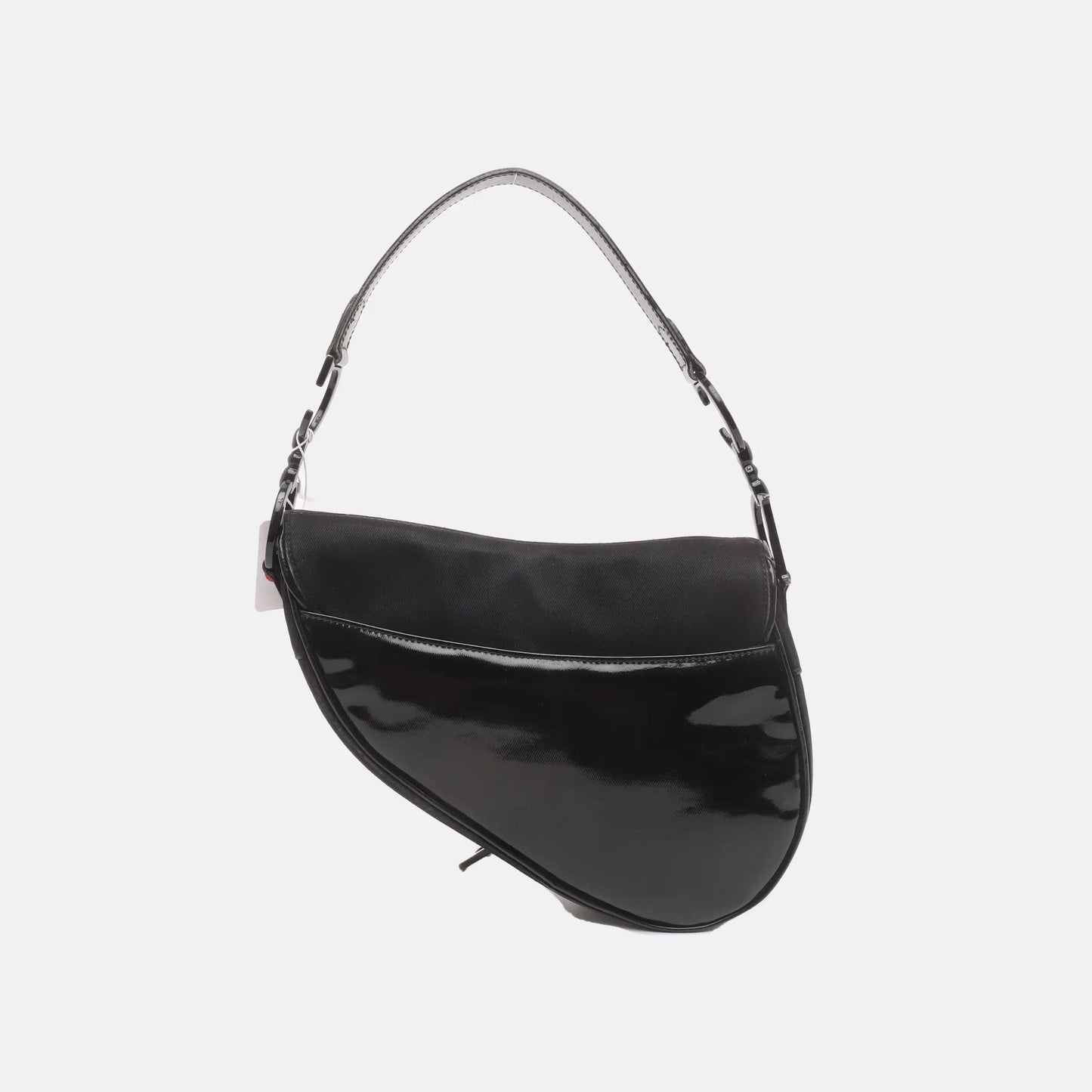 Dior Saddle   So Black Fabric and Patent Leather Shoulder Bag
