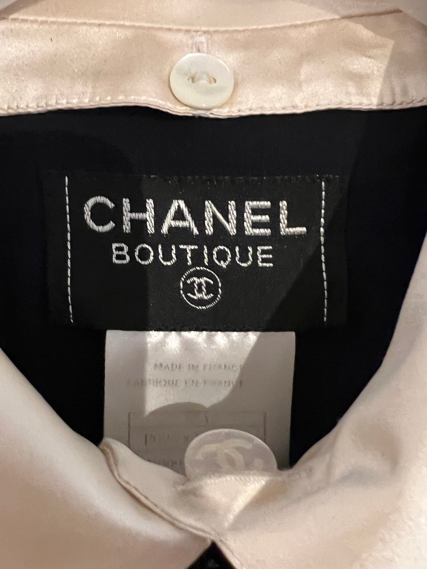 * * Chanel 97/A Navy Long Sleeve Midi Dress with Detachable Collar Detail FR "Petit" (UK 12)