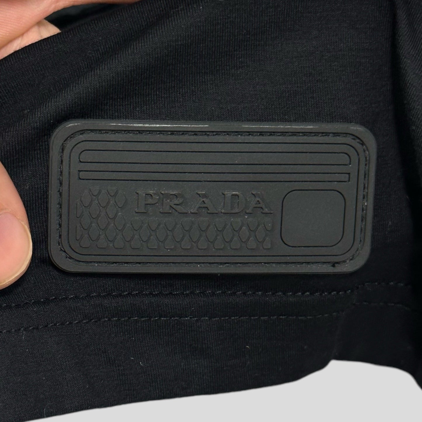 Prada Milano 2018 Rubber Race Logo Panelled Longsleeve - M