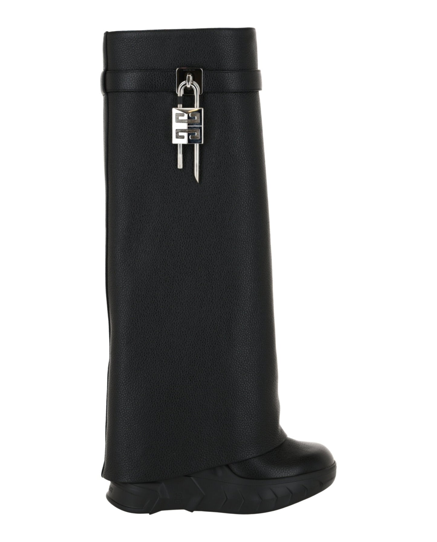 Givenchy Womens Shark Lock Biker Boots In Grained Leather