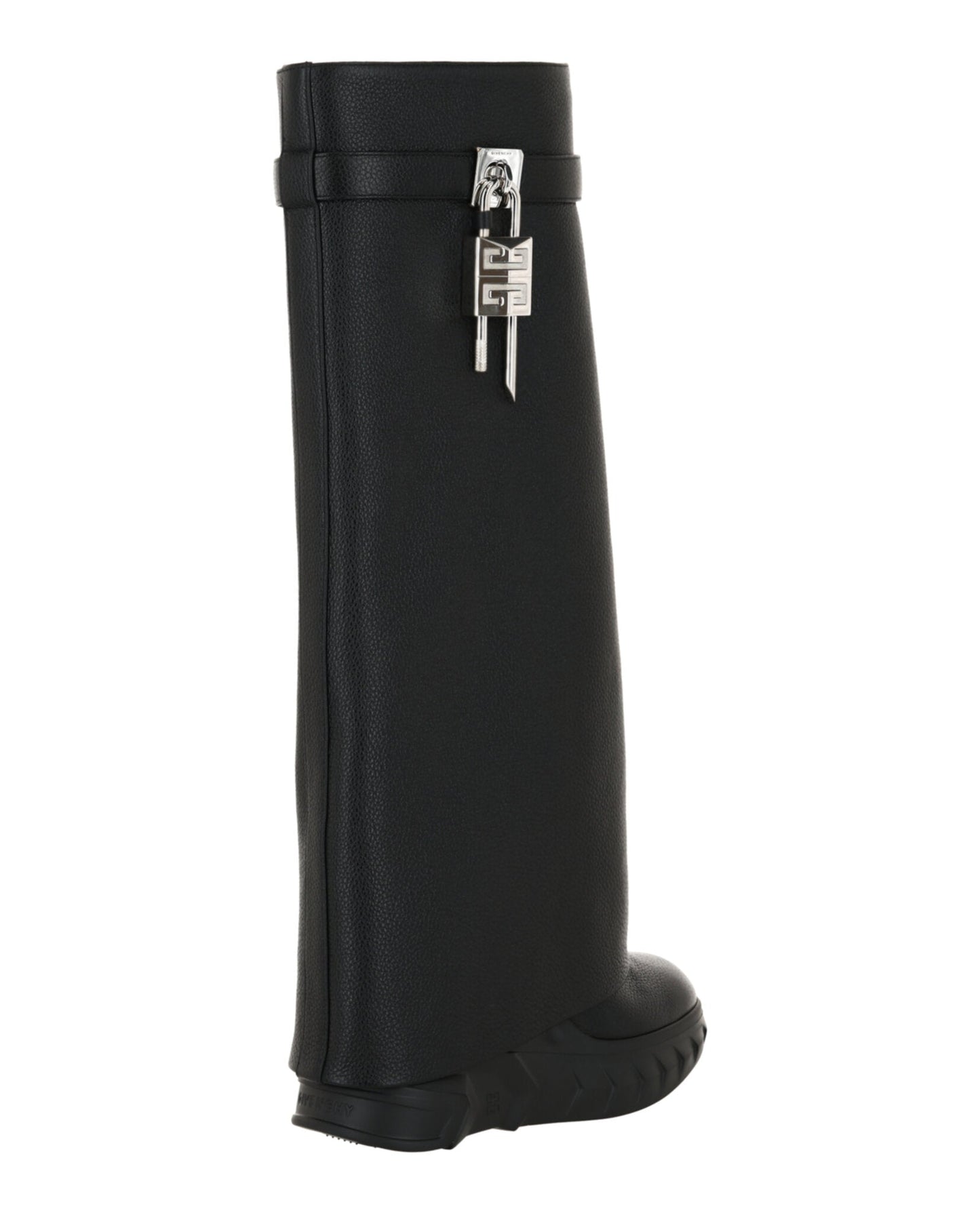 Givenchy Womens Shark Lock Biker Boots In Grained Leather