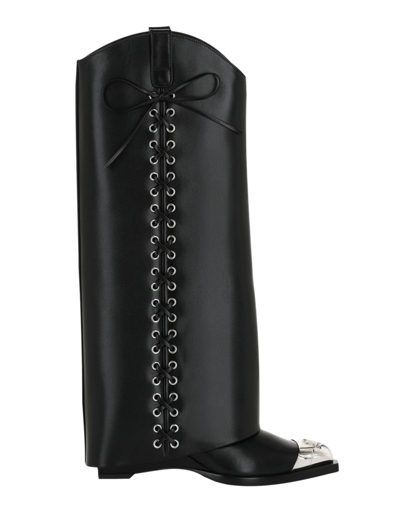 Givenchy Womens Shark Lock Cowboy Boots In Corset Style Leather