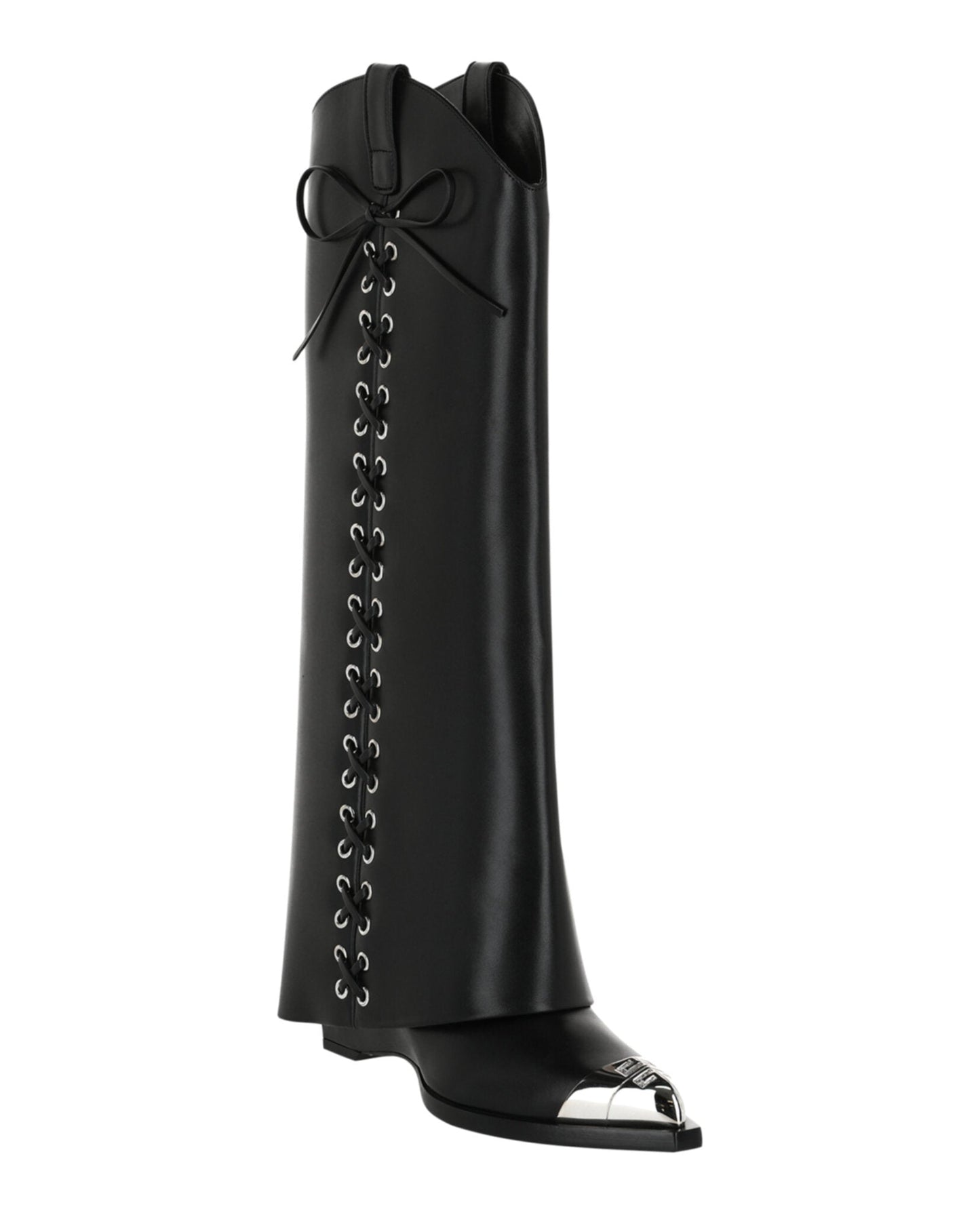 Givenchy Womens Shark Lock Cowboy Boots In Corset Style Leather