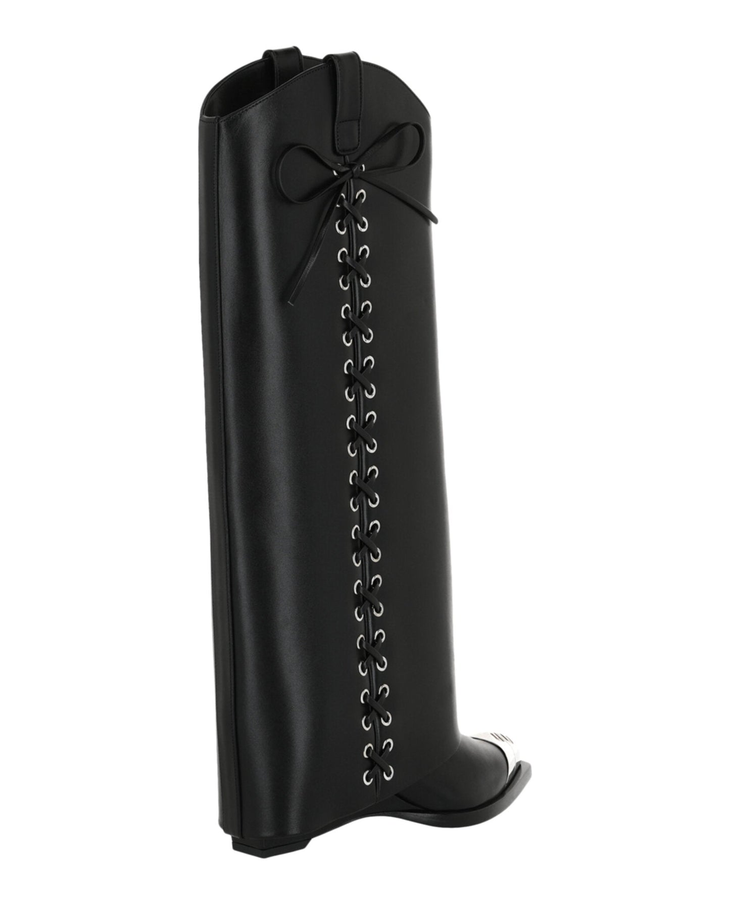 Givenchy Womens Shark Lock Cowboy Boots In Corset Style Leather